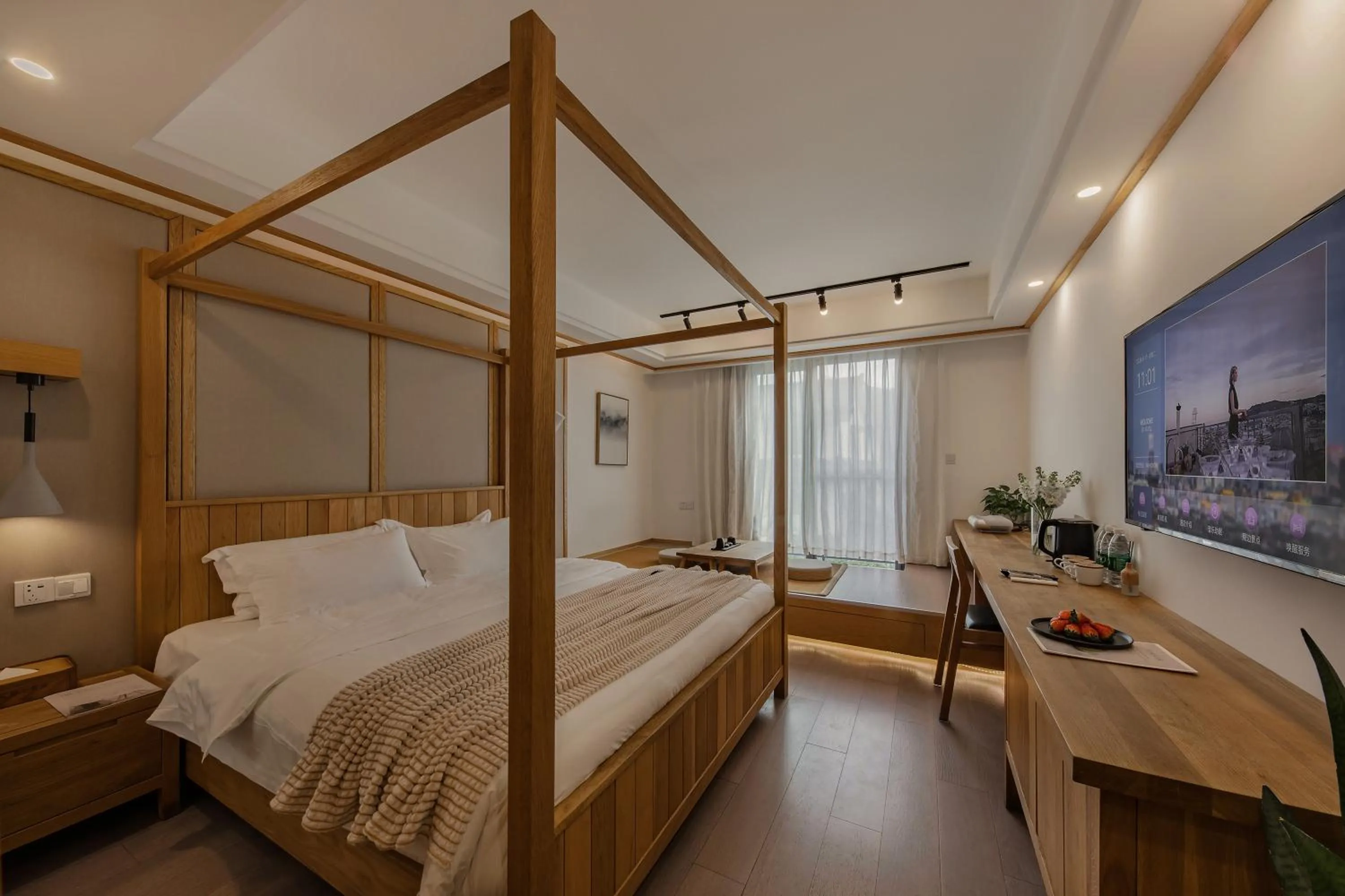 Photo of the whole room, Bed in T innn - West Lake - Yueshang Yunshe Homestay - Hangzhou Taiziwan Park Branch