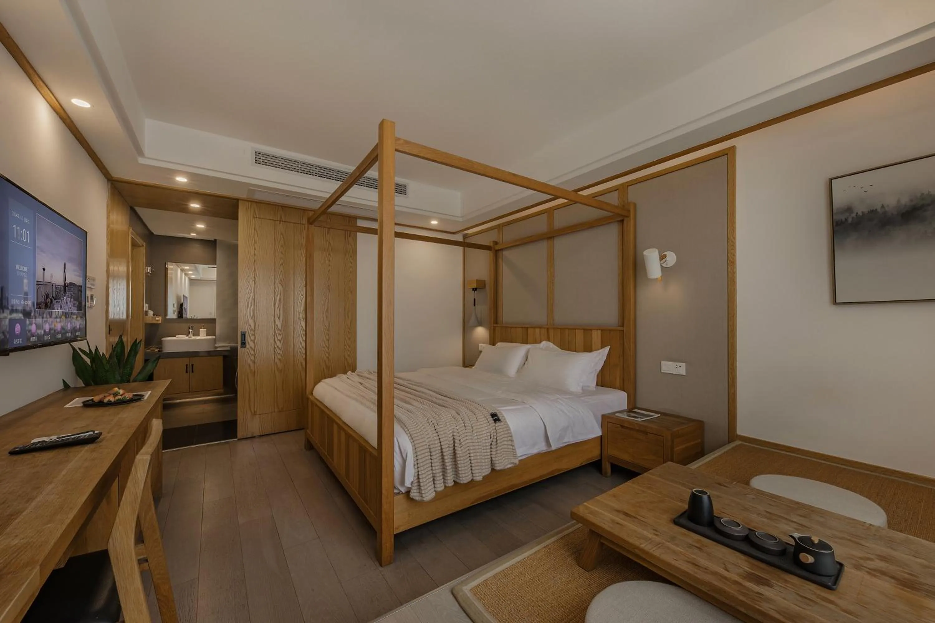 Bedroom, Bed in T innn - West Lake - Yueshang Yunshe Homestay - Hangzhou Taiziwan Park Branch