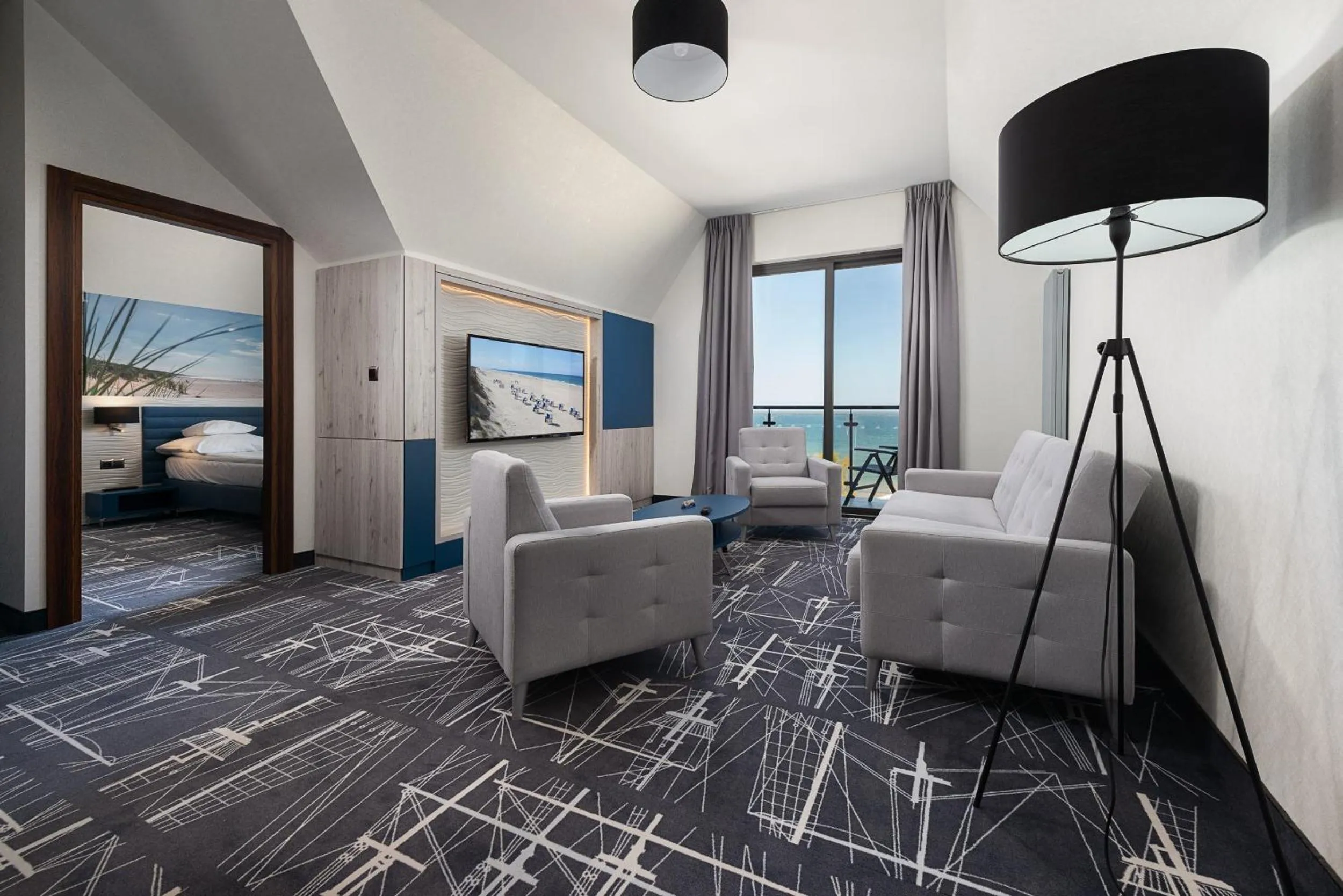 Balcony/Terrace, Bed in Hotel Restauracja Faleza