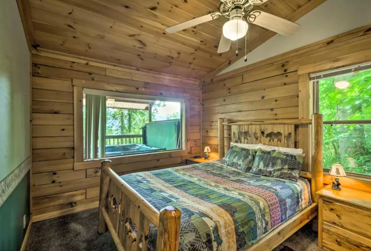 Bed in Nantahala Cabins