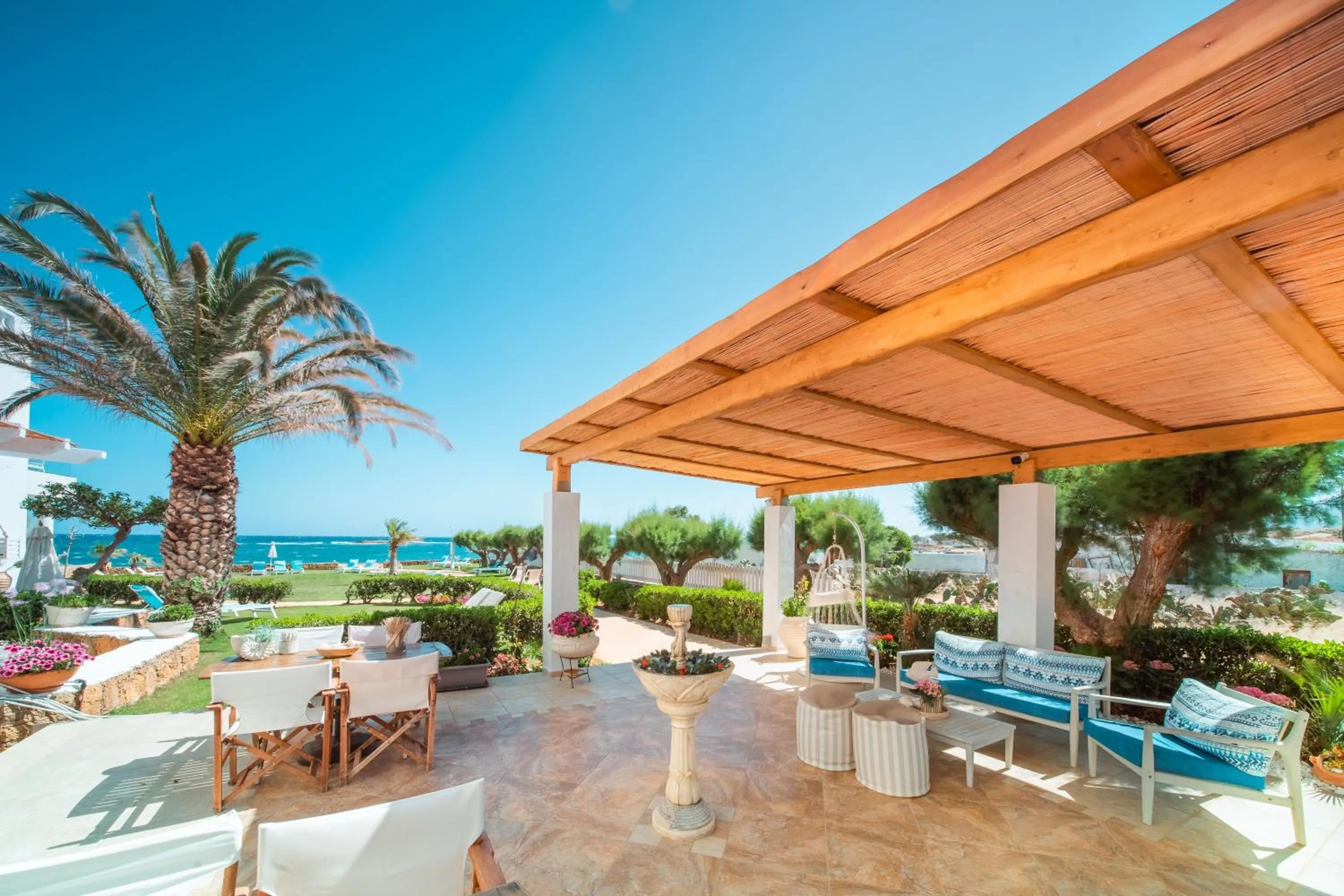 Patio in Pyrgos Beach Hotel Apartments