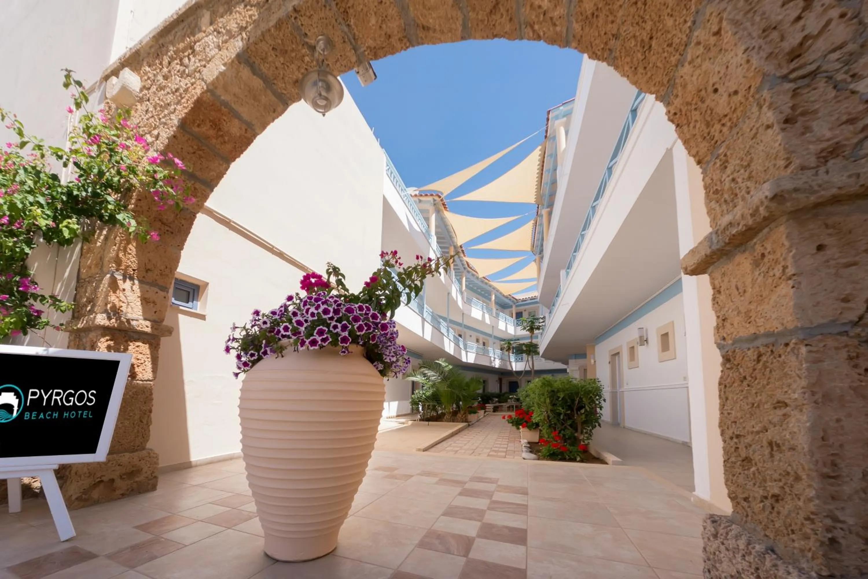 Patio in Pyrgos Beach Hotel Apartments