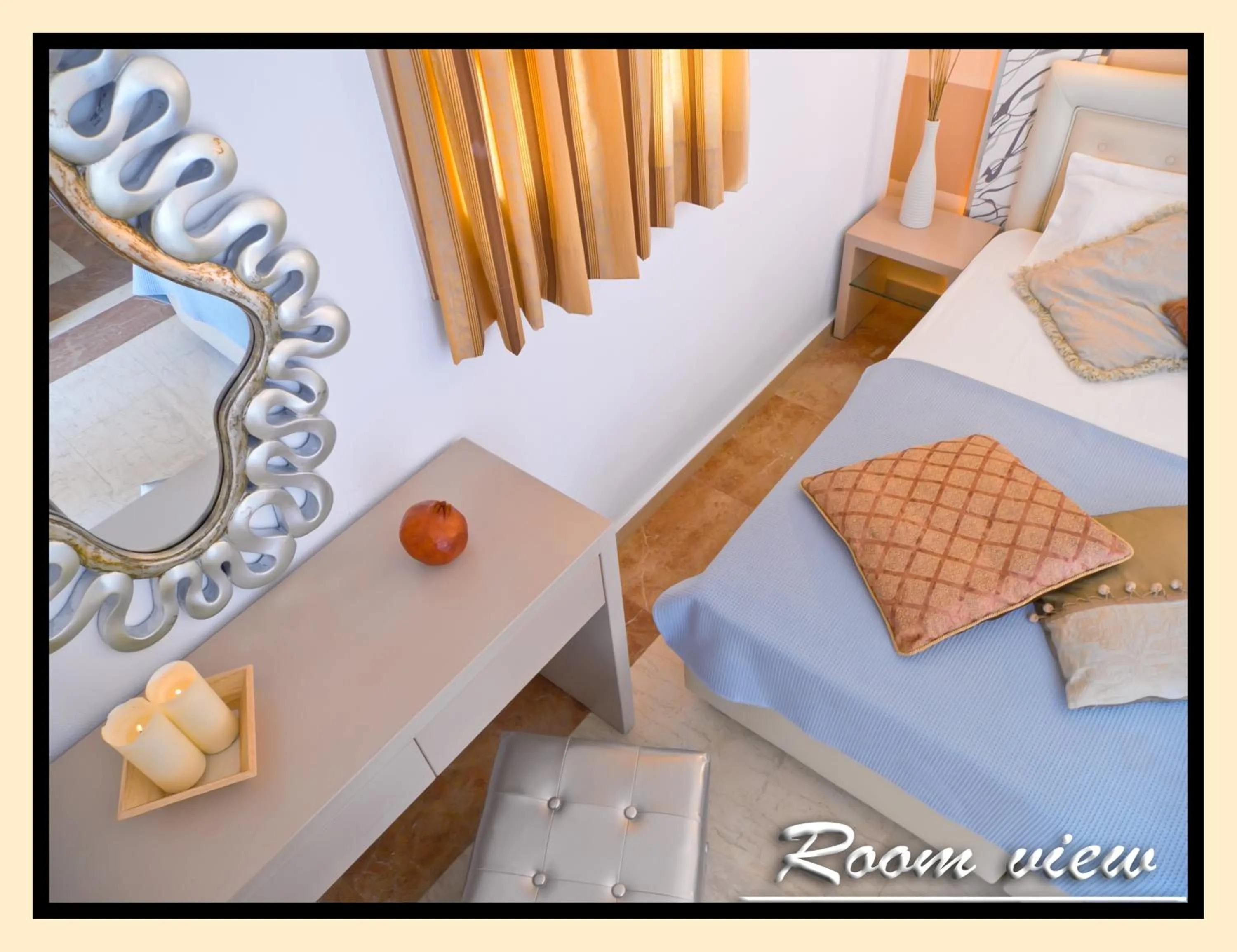 Bed in Pyrgos Beach Hotel Apartments