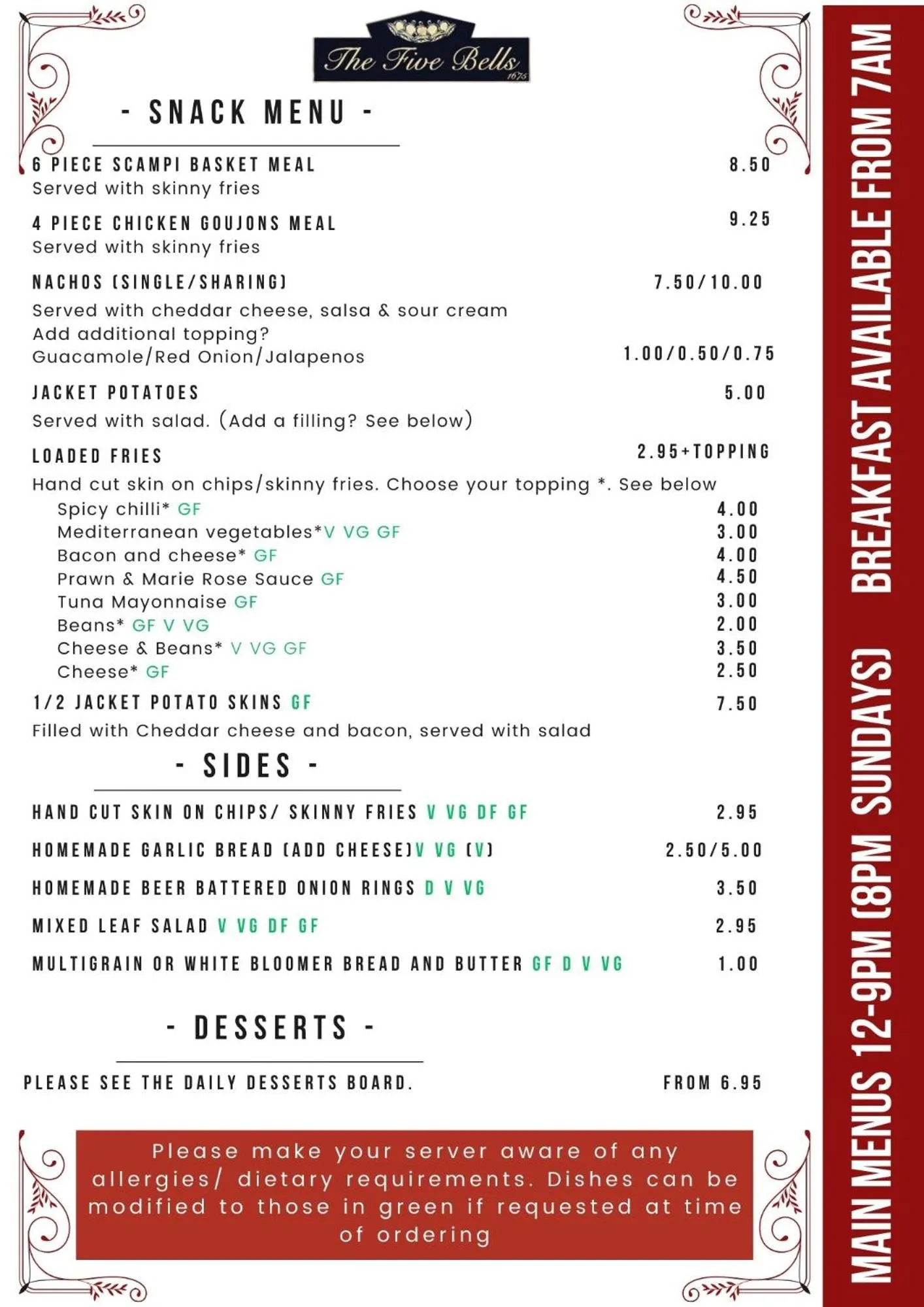 Restaurant/places to eat in The Five Bells, Eastry