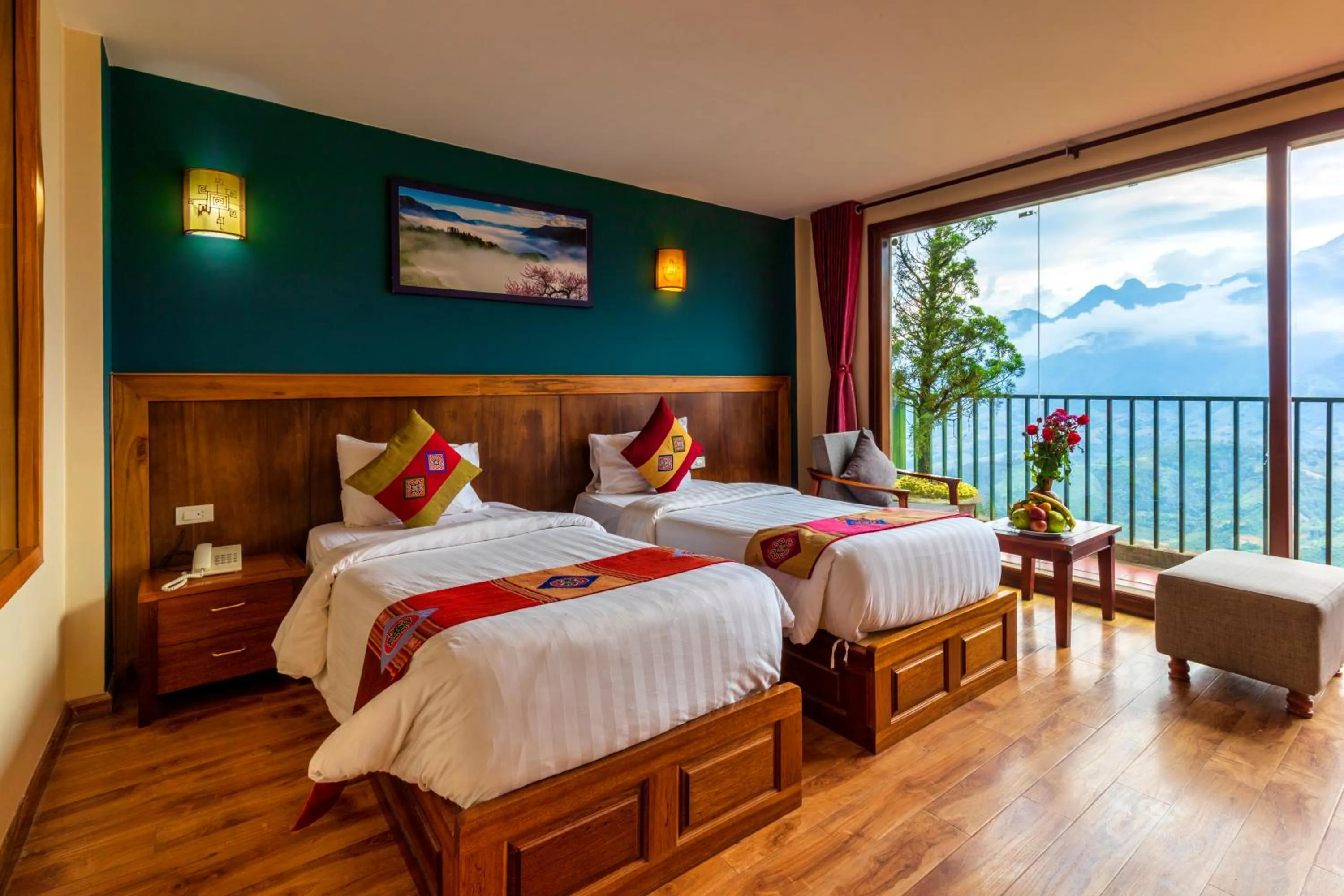 Bed in Sapa Vista Hotel