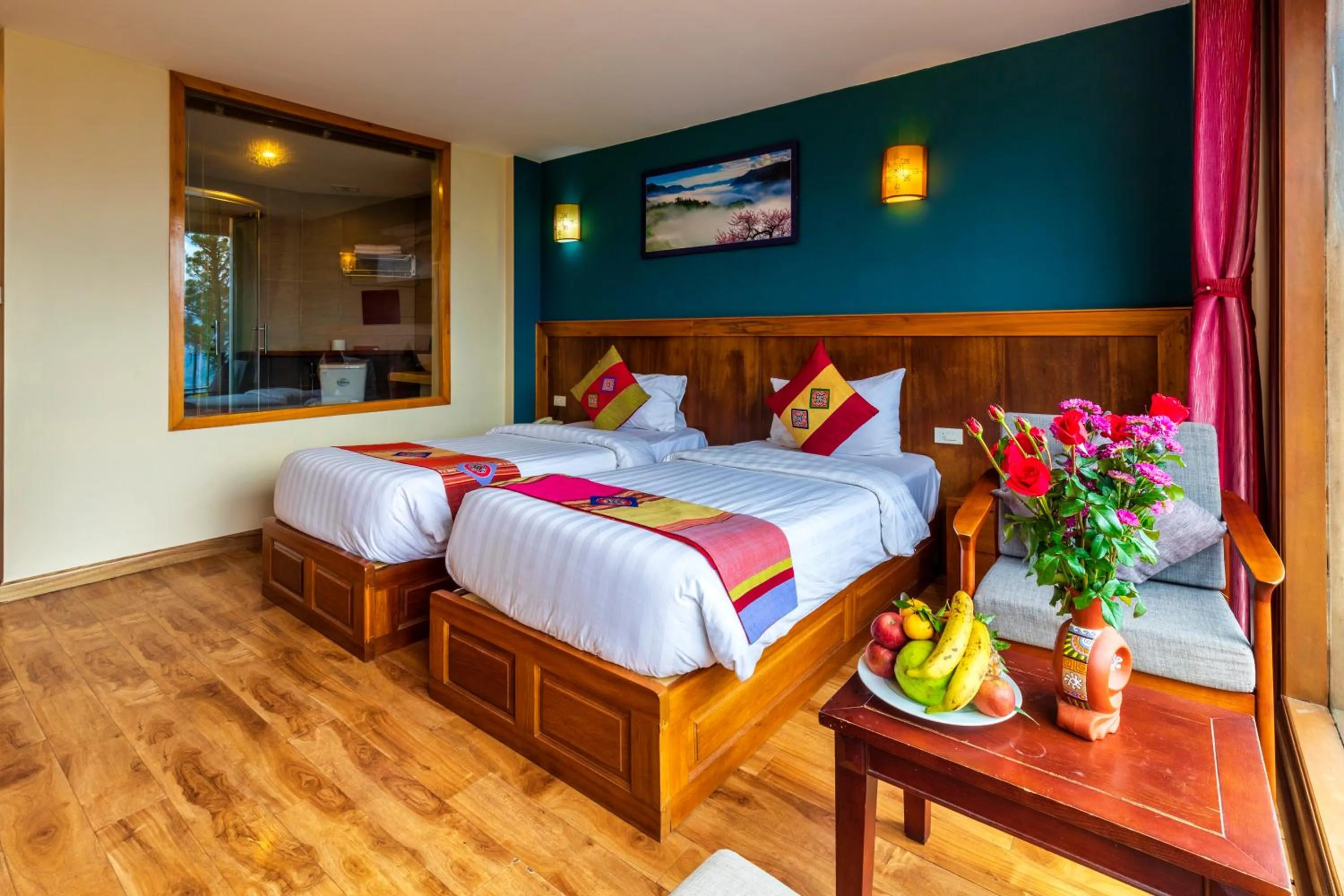 Bed in Sapa Vista Hotel