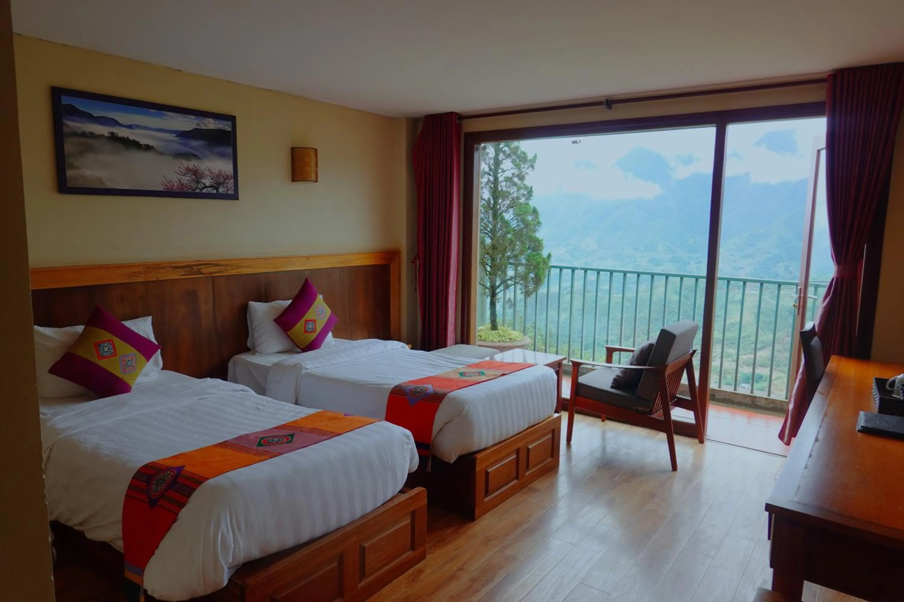 Bed in Sapa Vista Hotel