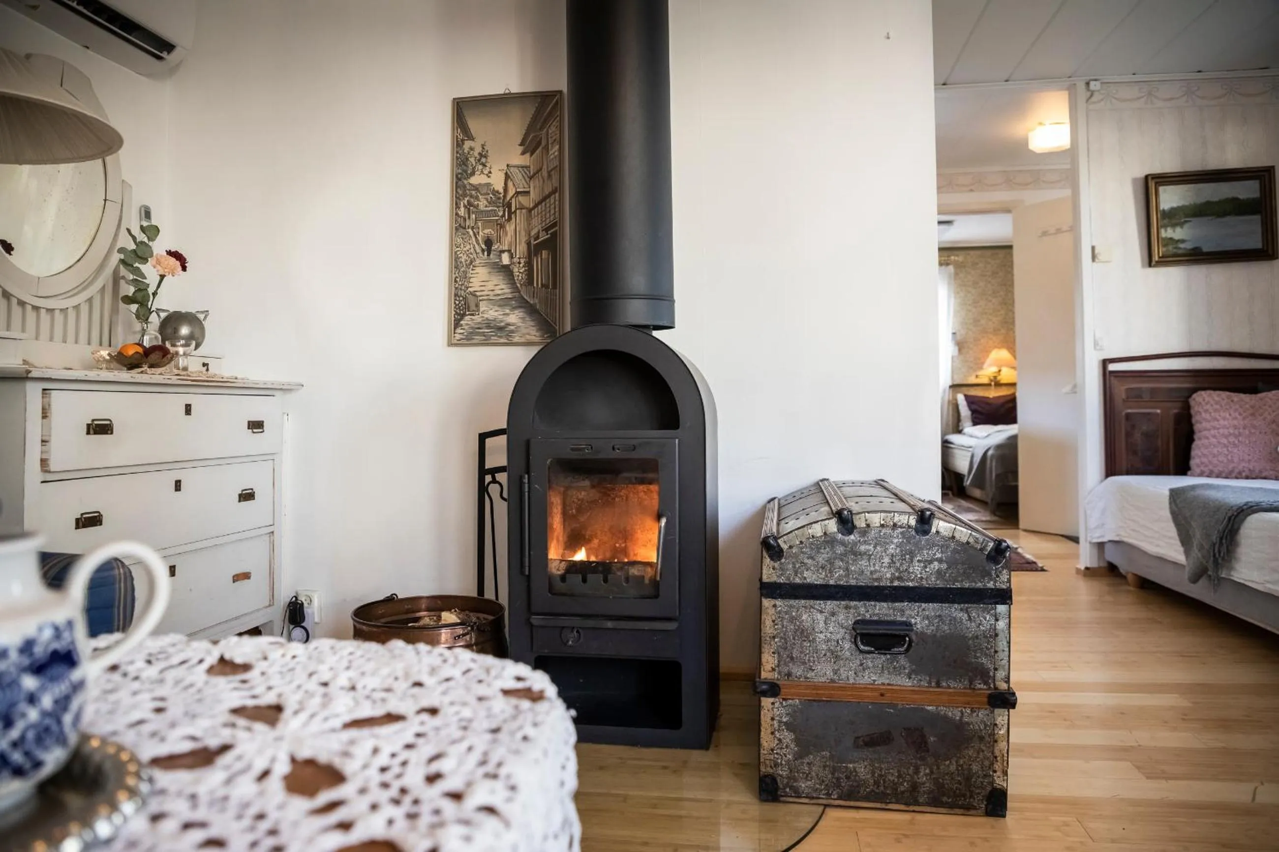 Living room, Bed in Skotteksgården Cottages