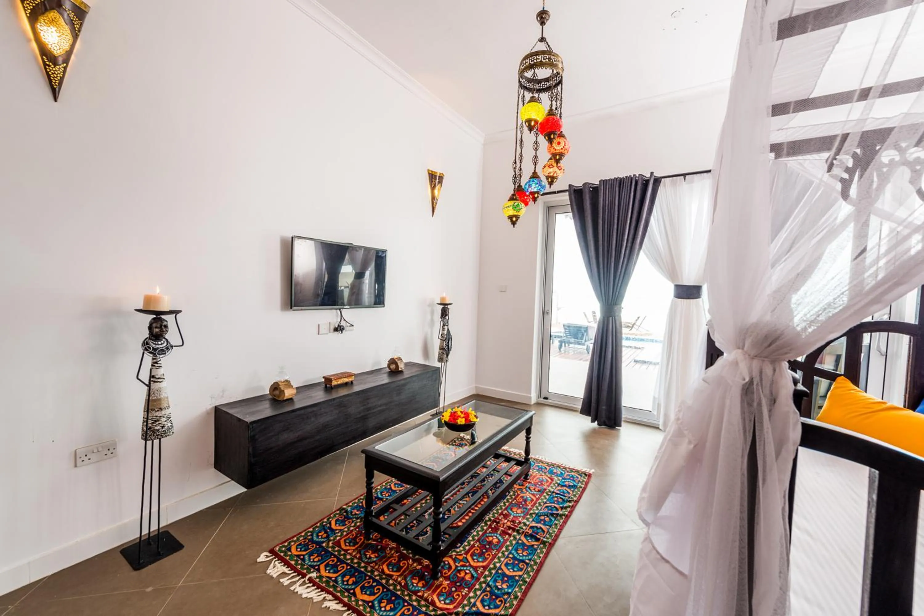 Living room, Bed in Sofia Sea View