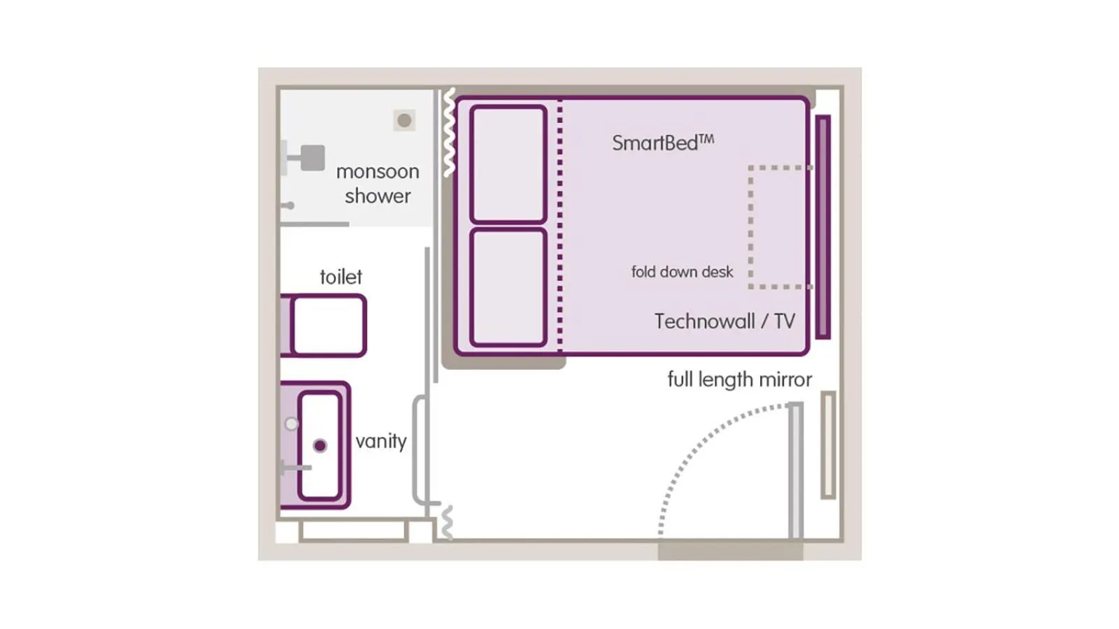 Floor plan in YOTELAIR Paris CDG - Transit Hotel - Terminal 2E