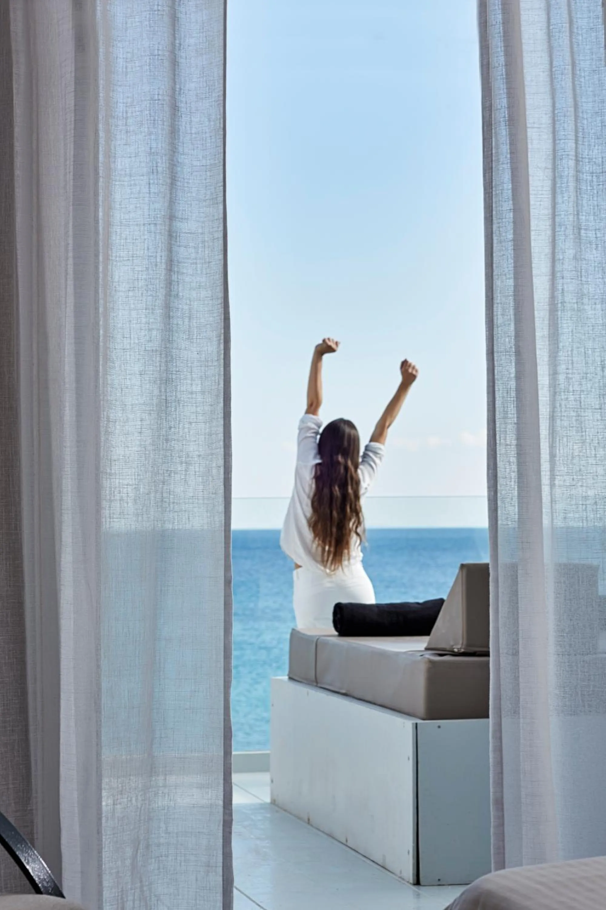 Balcony/Terrace in Mykonos Kosmoplaz Beach Resort Hotel