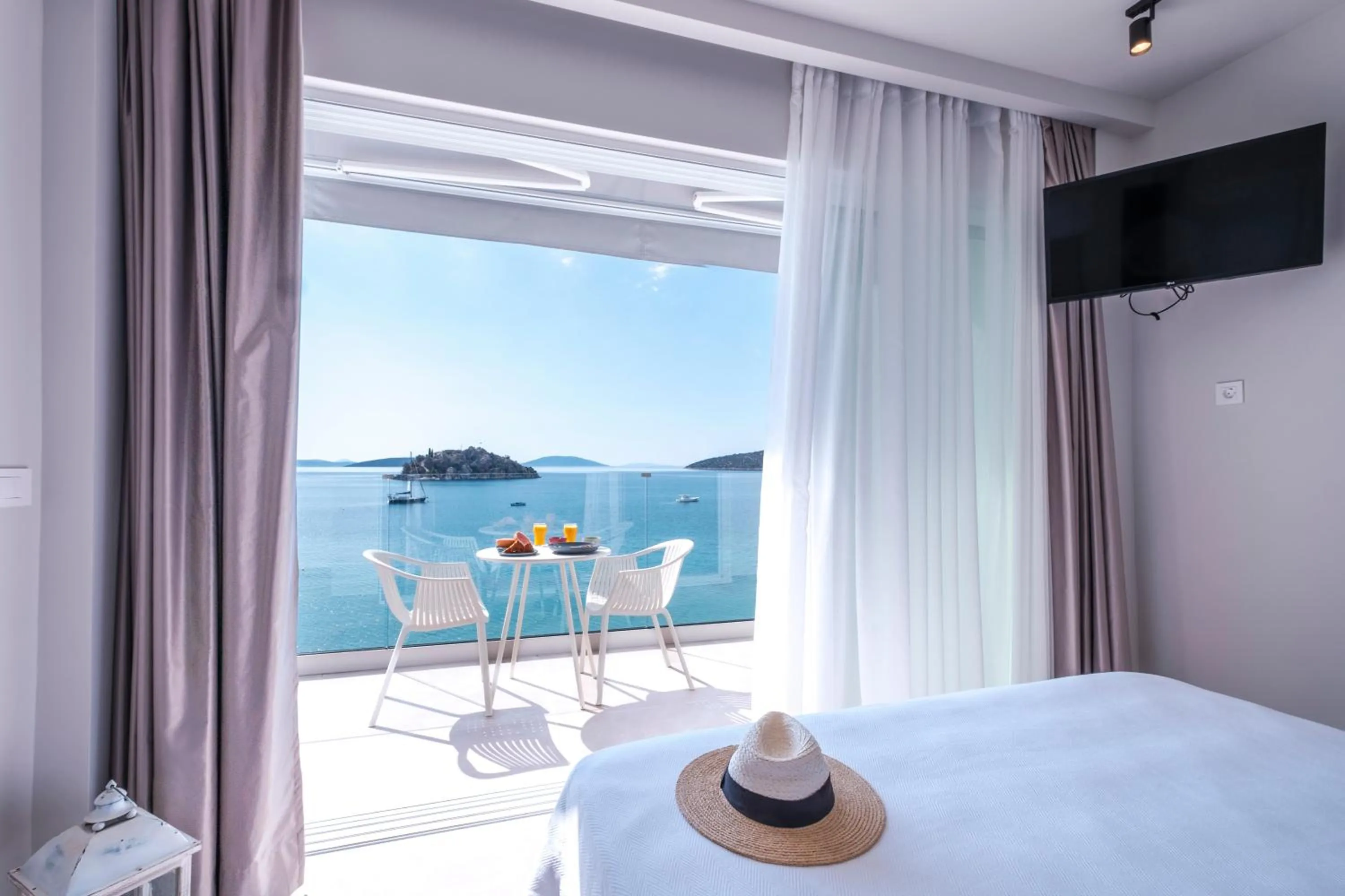 View (from property/room), Bed in Nelly's Apartments