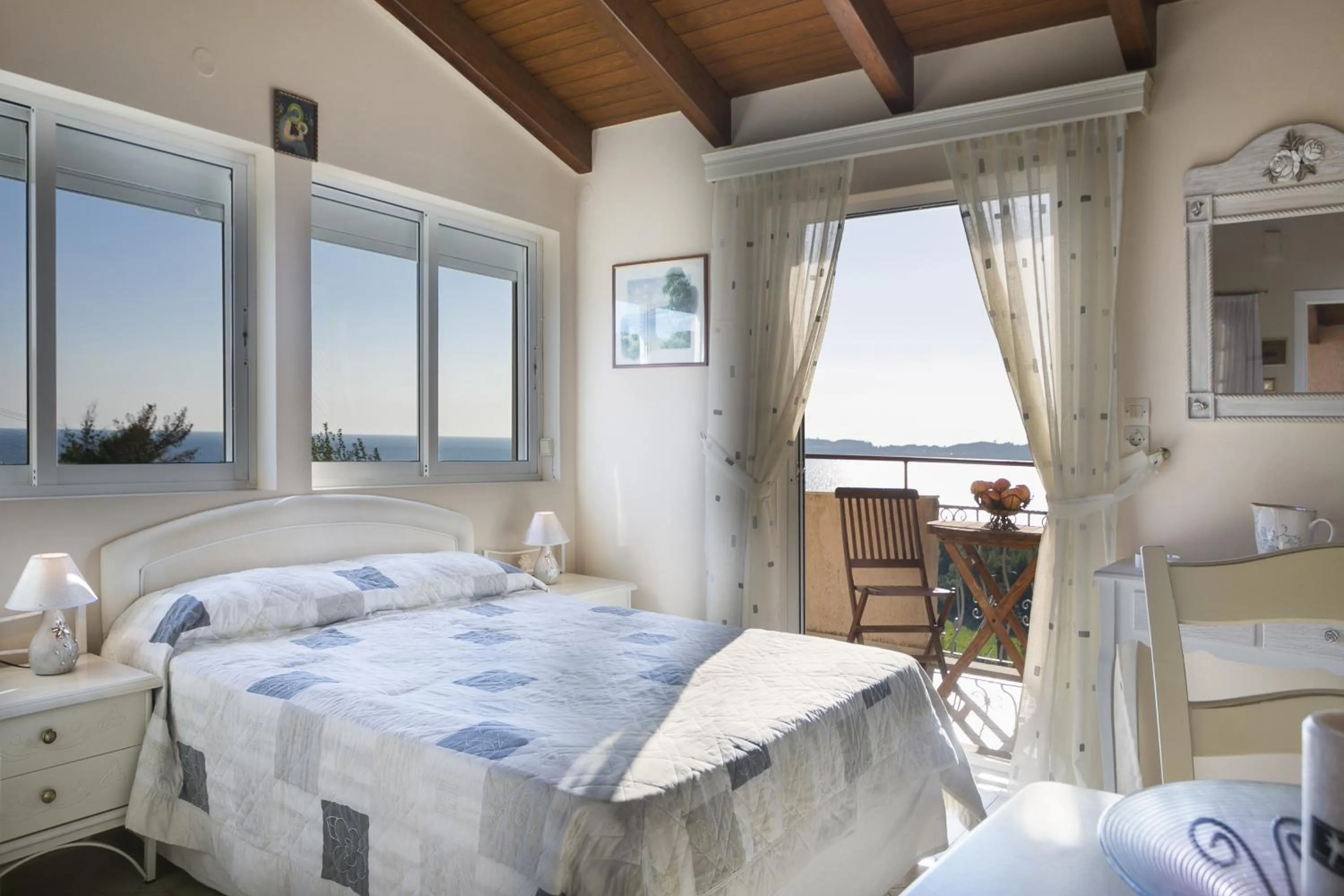 View (from property/room), Bed in Panorama Fanari studios and apartments