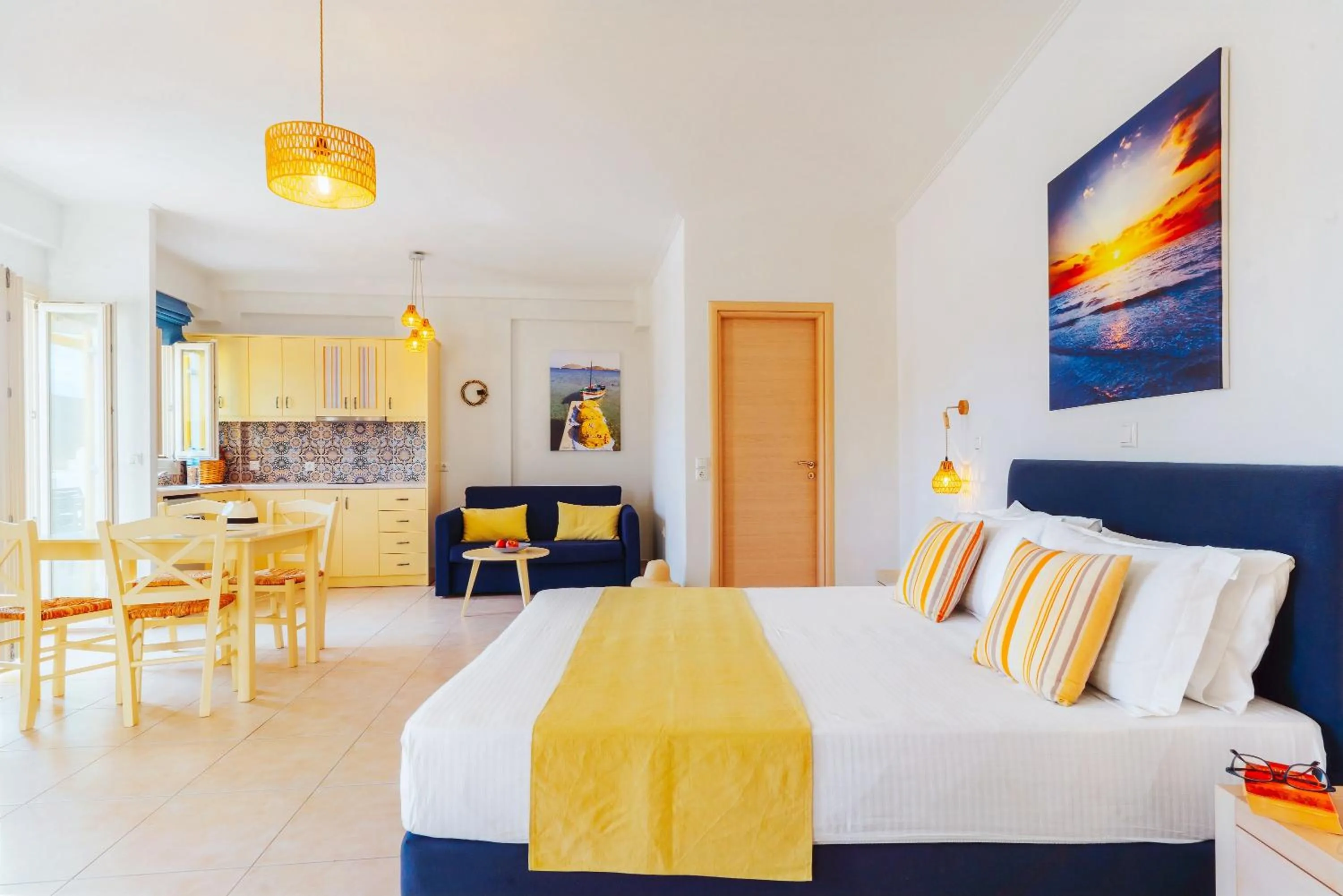 Bed in Aelia Apartments & Suites