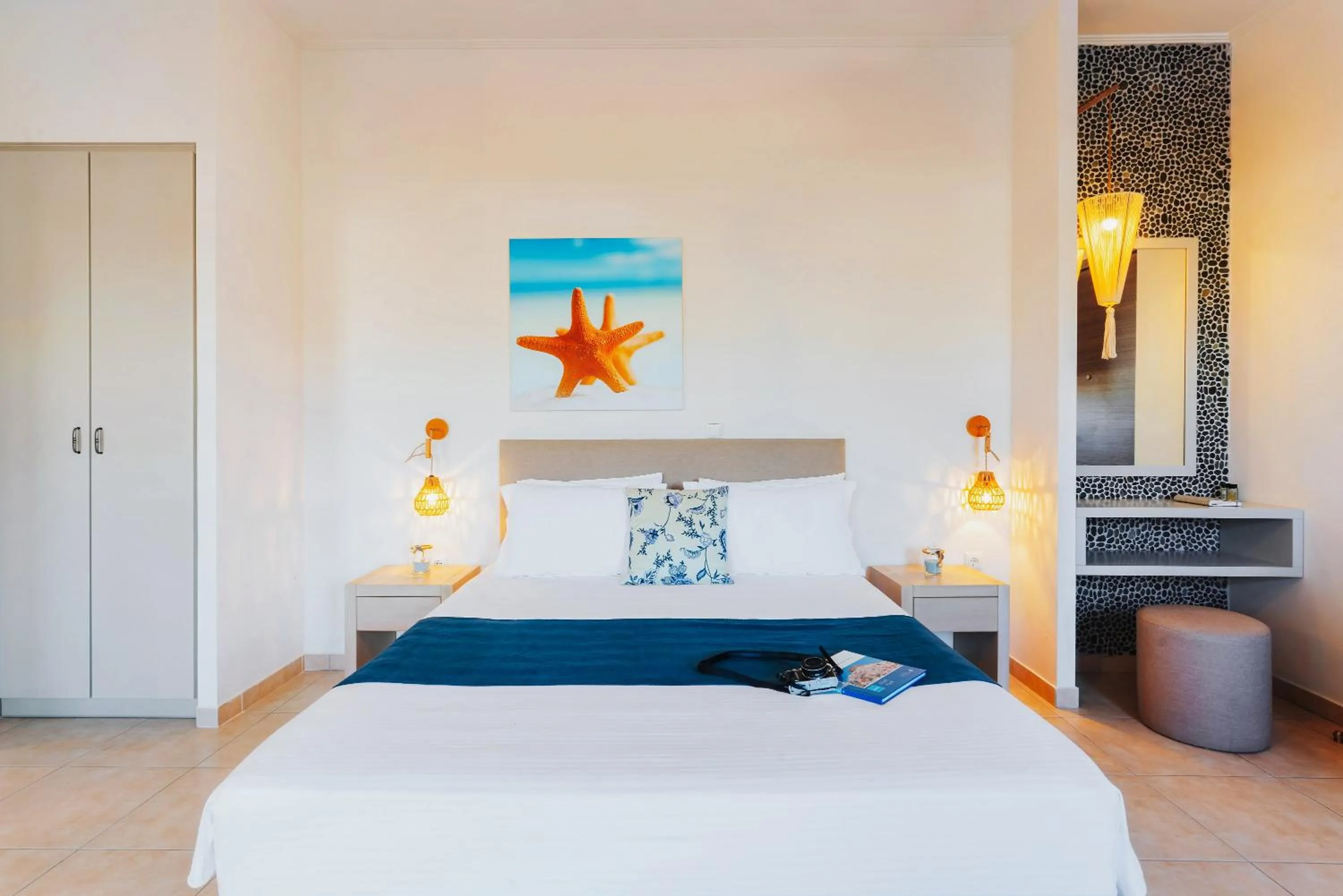 Bed in Aelia Apartments & Suites