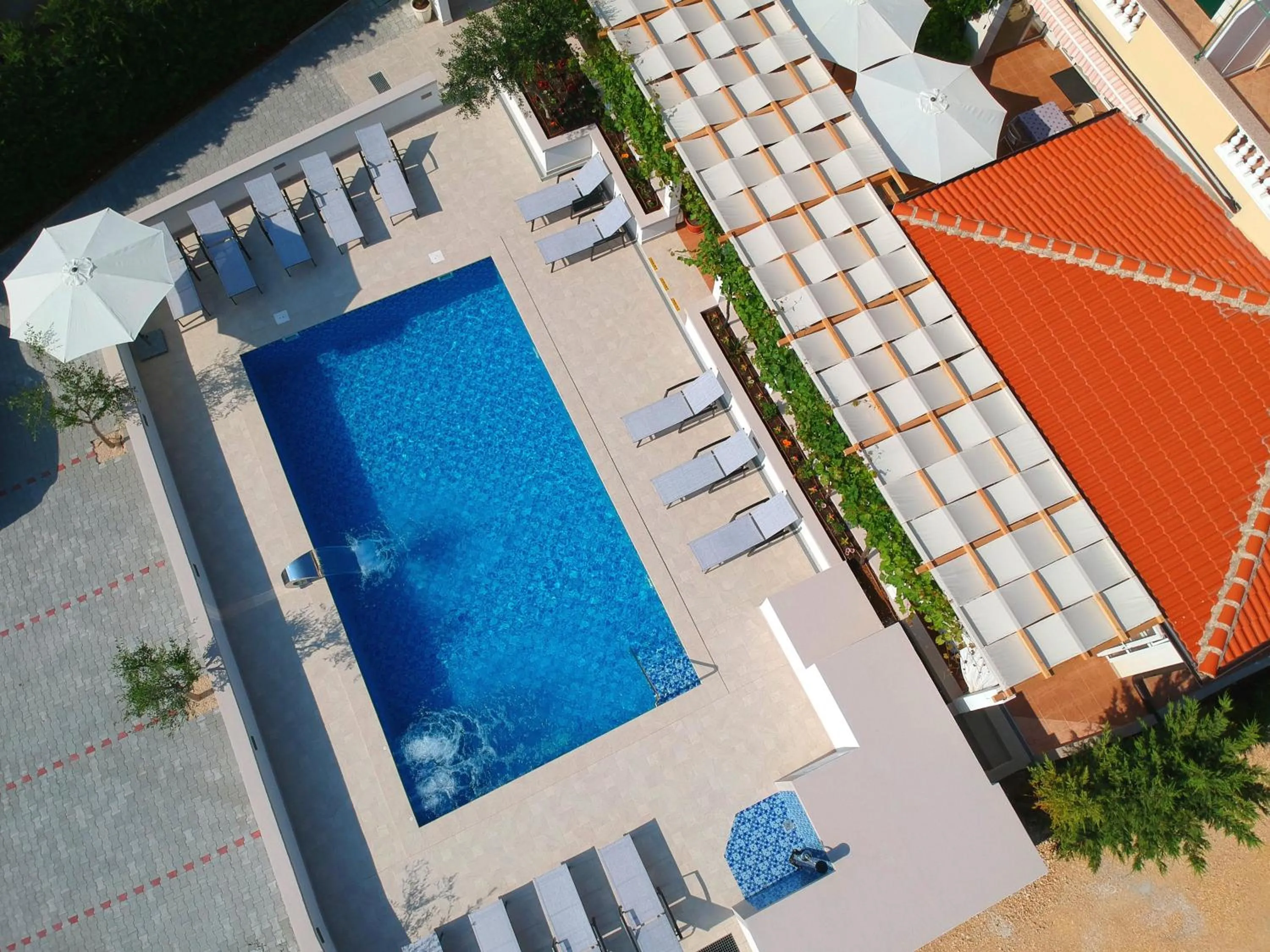 Pool view in Pansion Villa Bok