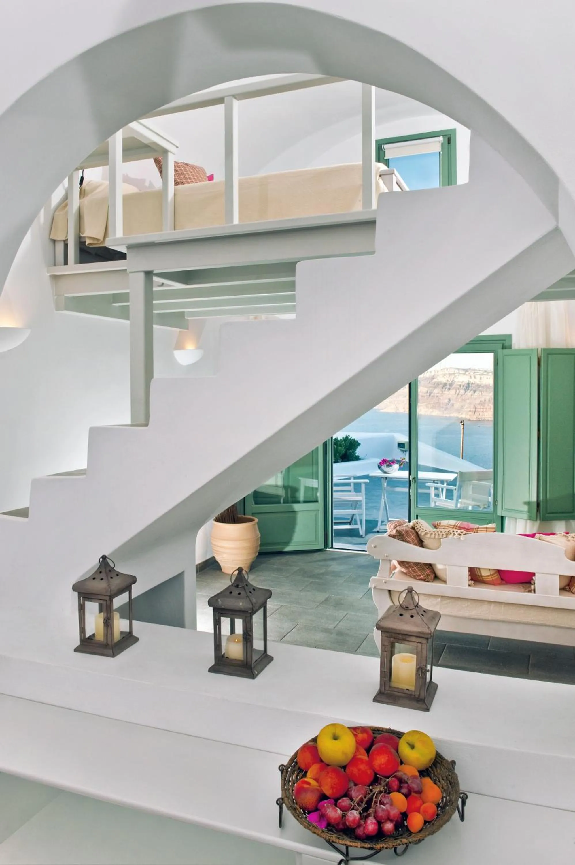 Living room in Aura Marina Apartments Santorini