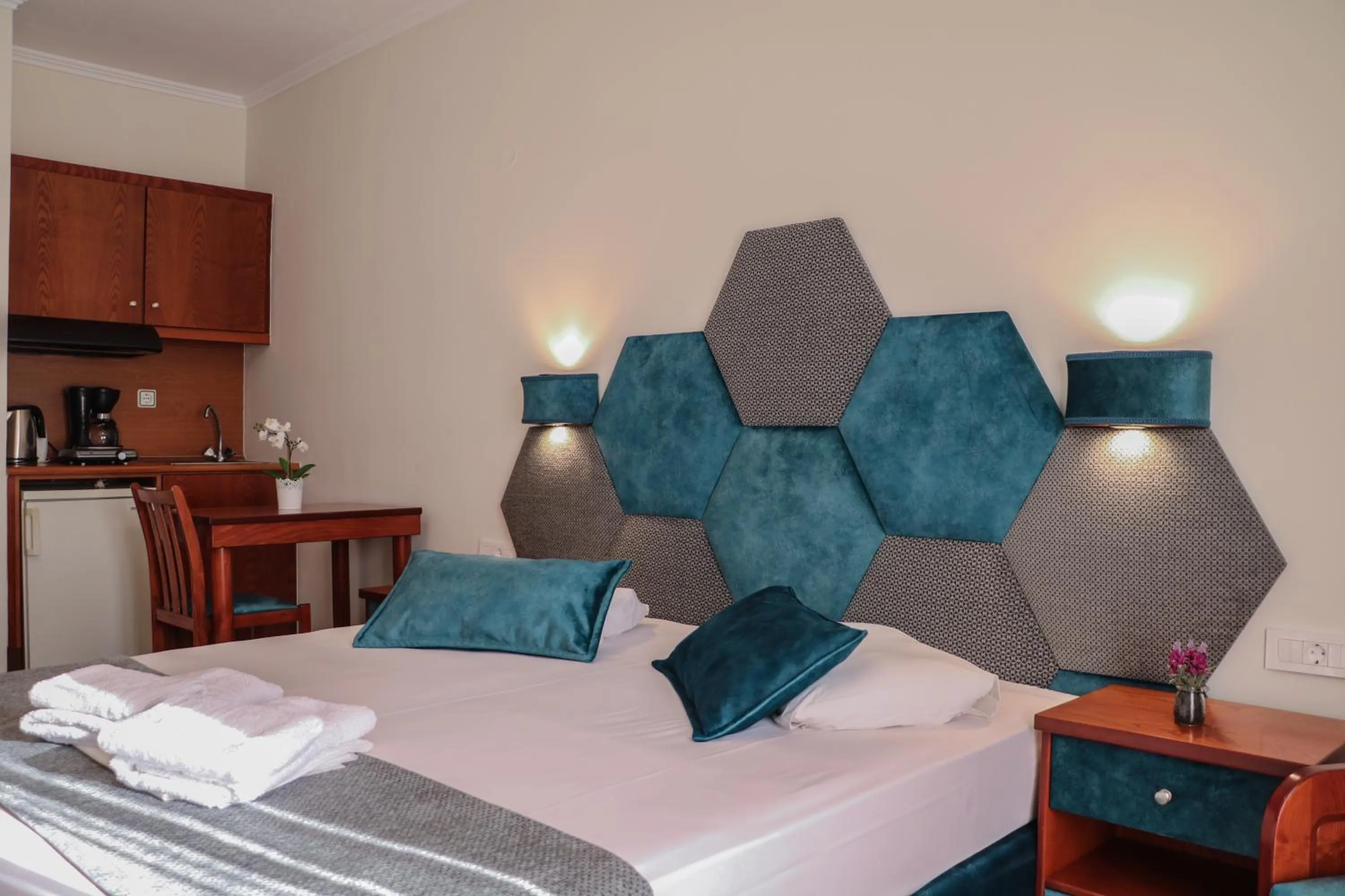 Bed in Hotel Dionysis Studios