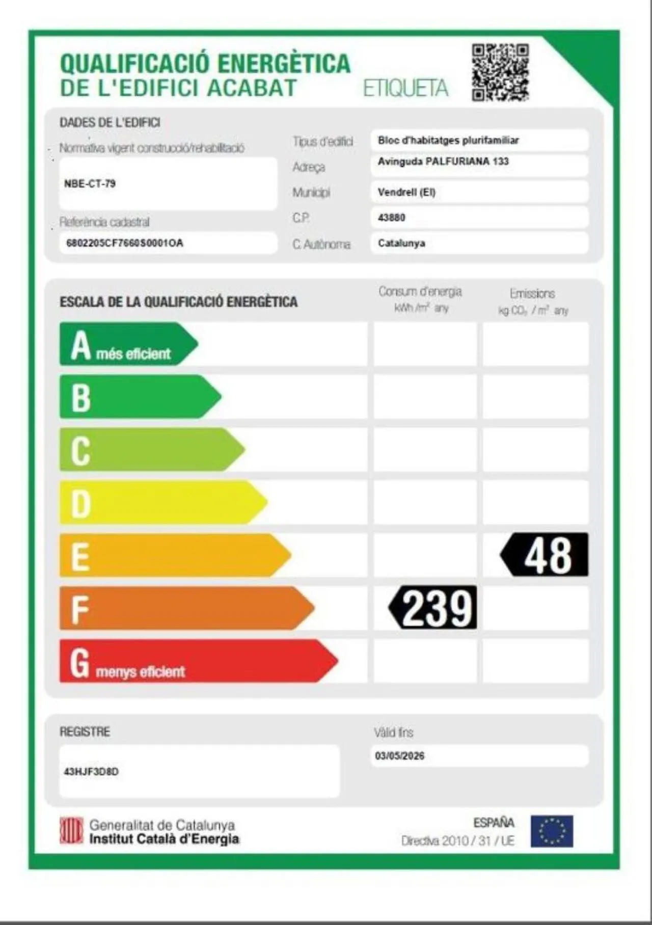 Certificate/Award in Pierre & Vacances Comarruga