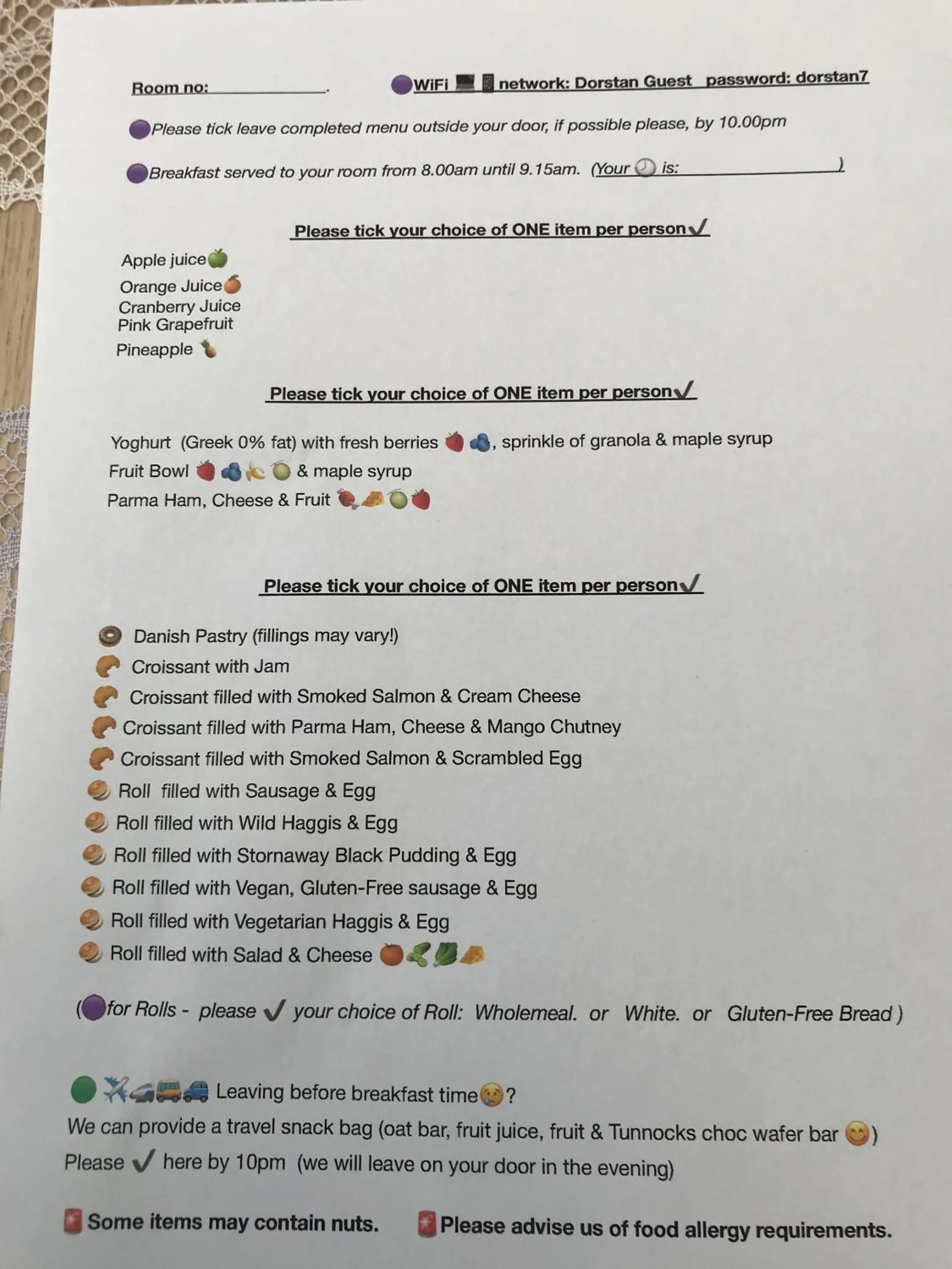 Breakfast in Dorstan House