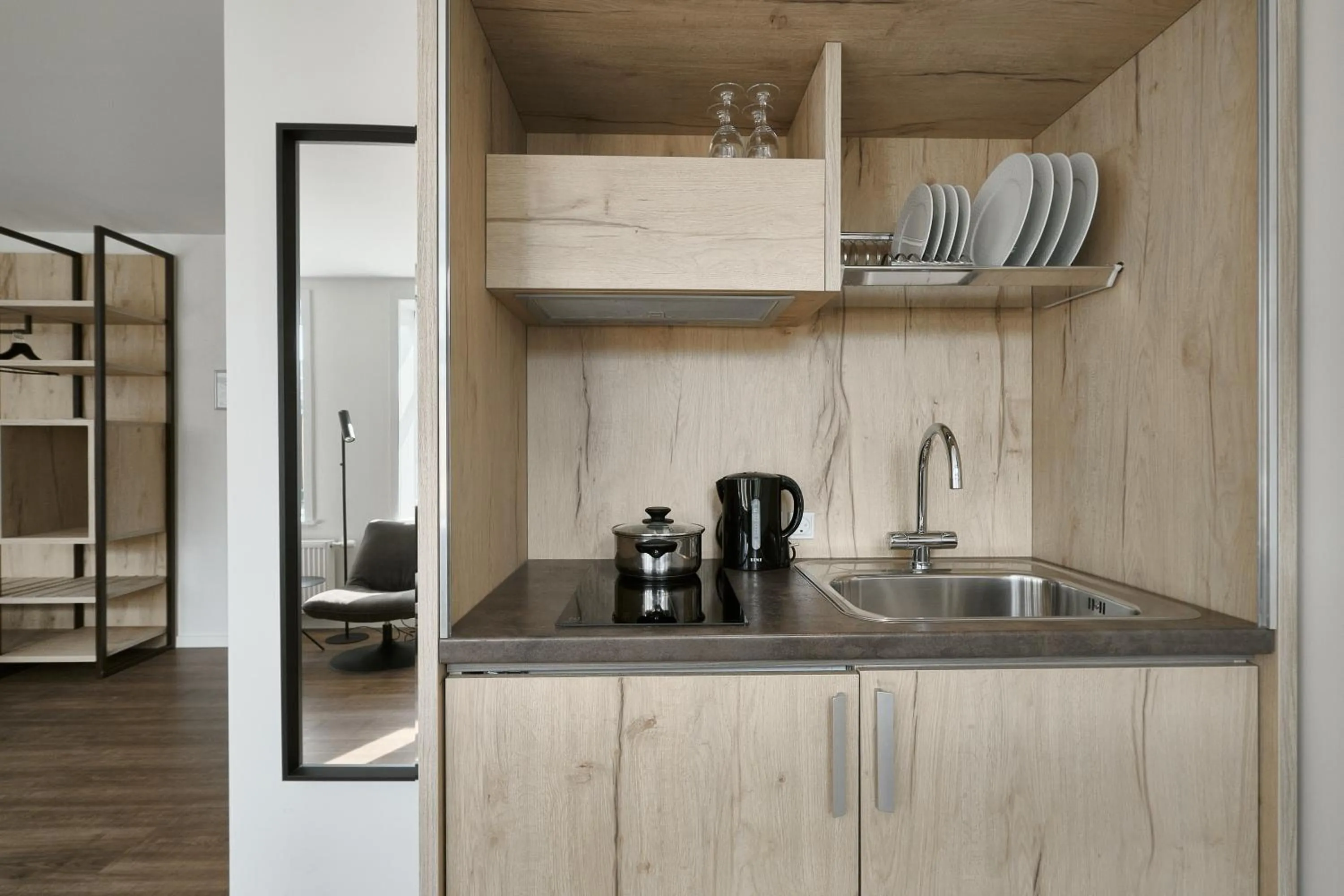 Kitchen or kitchenette in Hotel Garni