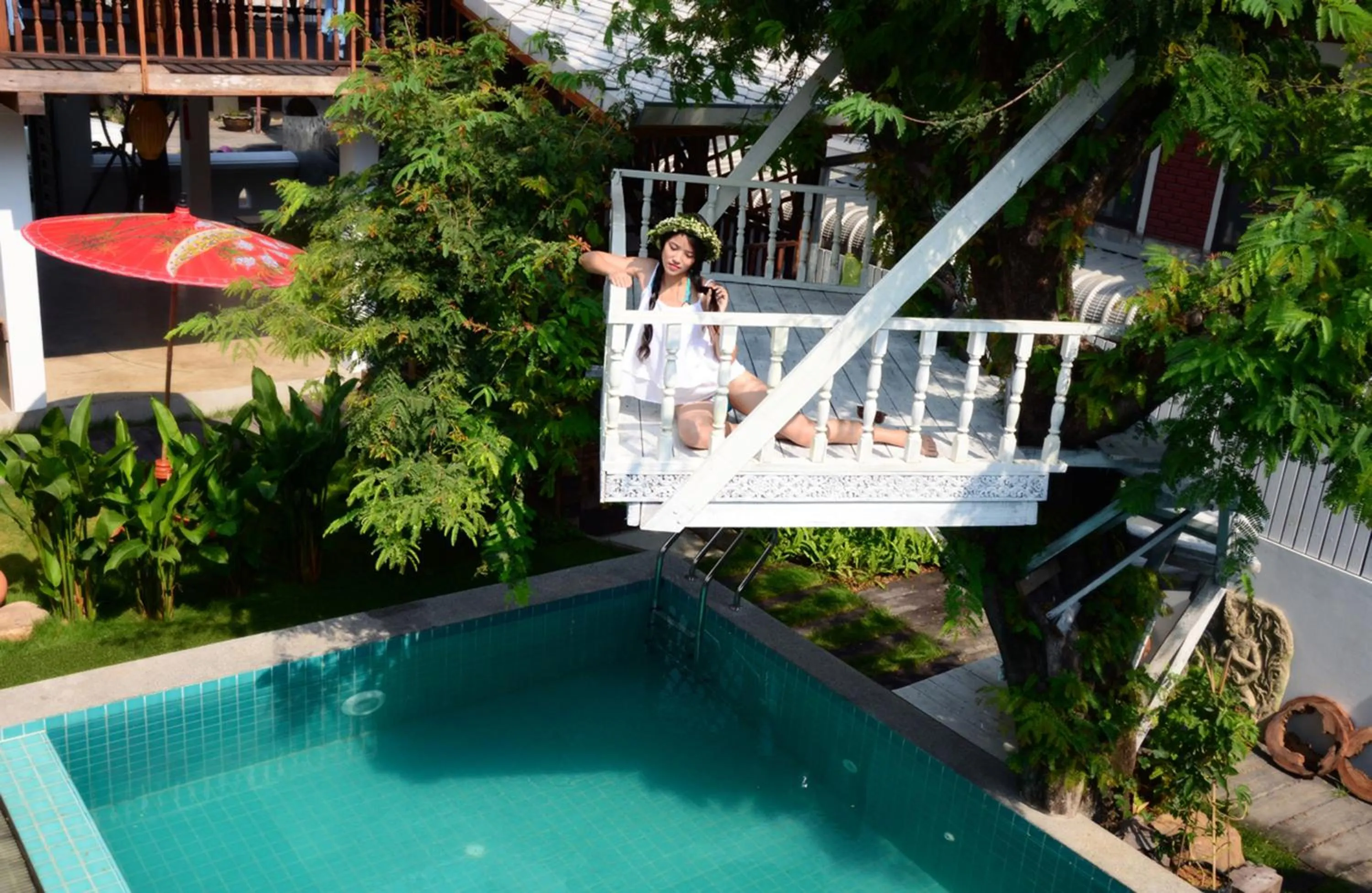 People in Garden Yard Inn Chiangmai