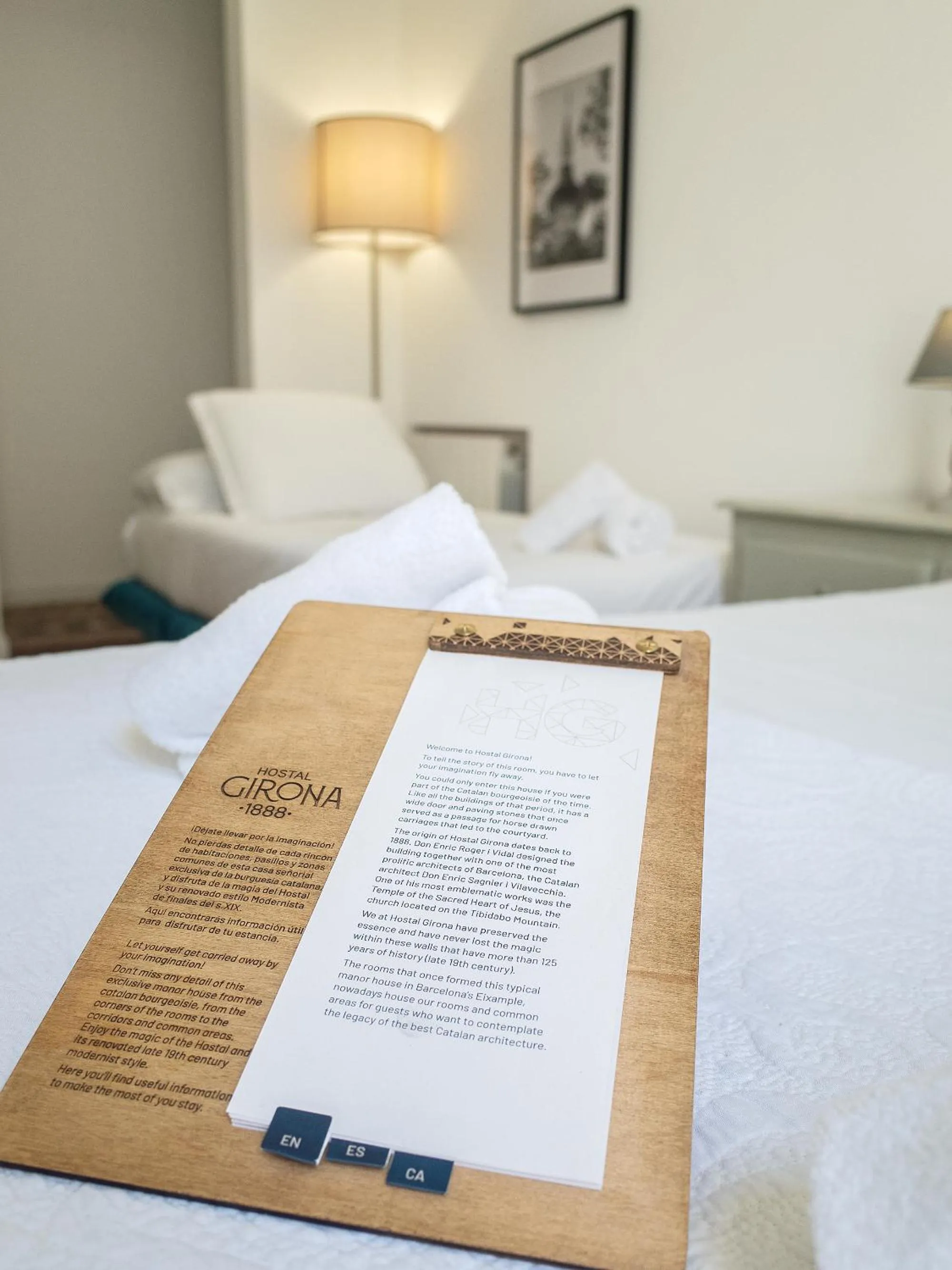 Decorative detail, Bed in Hostal Girona