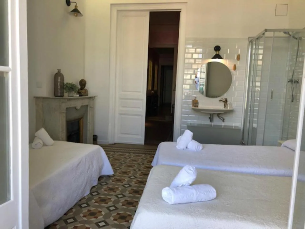 Bed in Hostal Girona