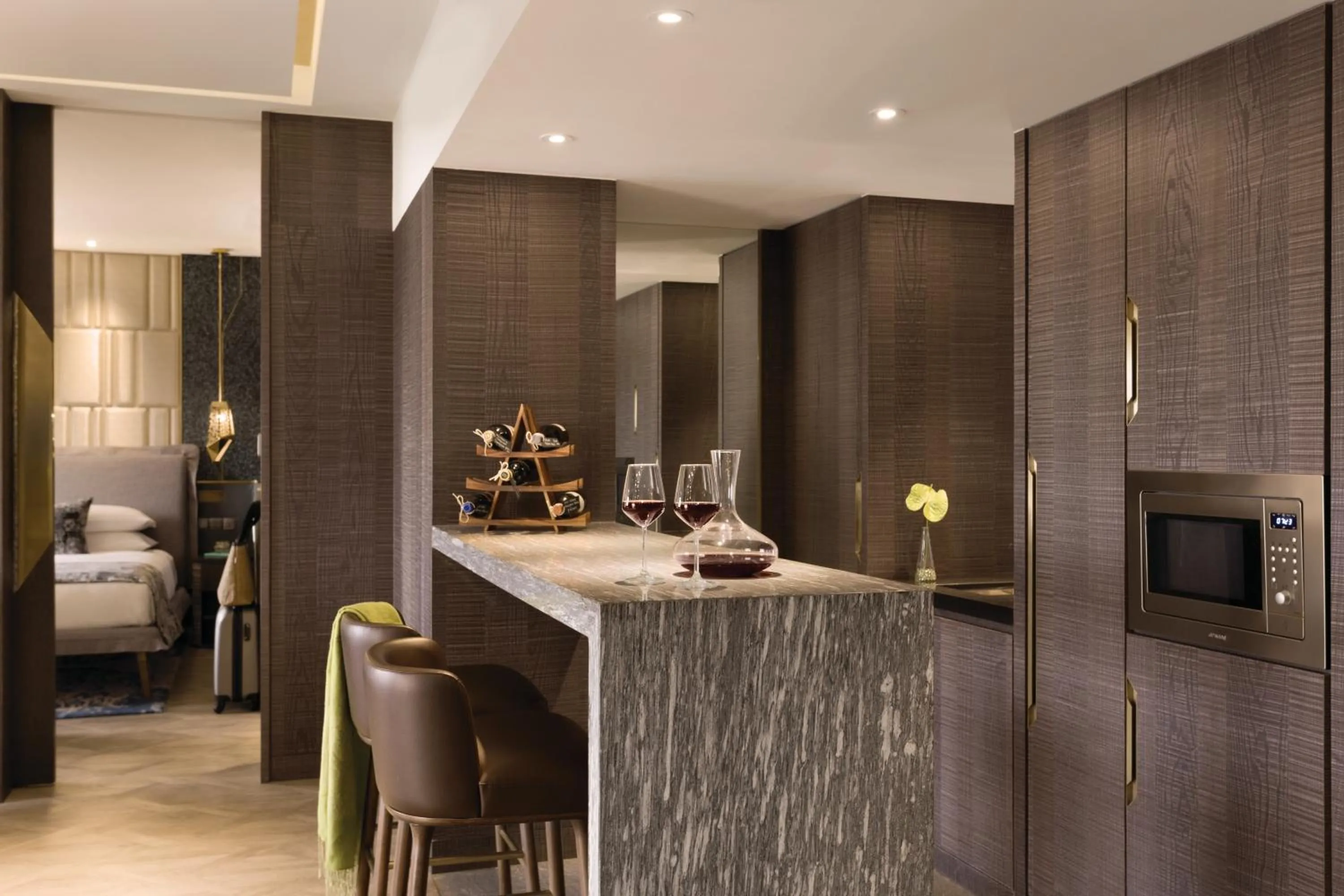kitchen, Bed in JEN Singapore Tanglin by Shangri-La