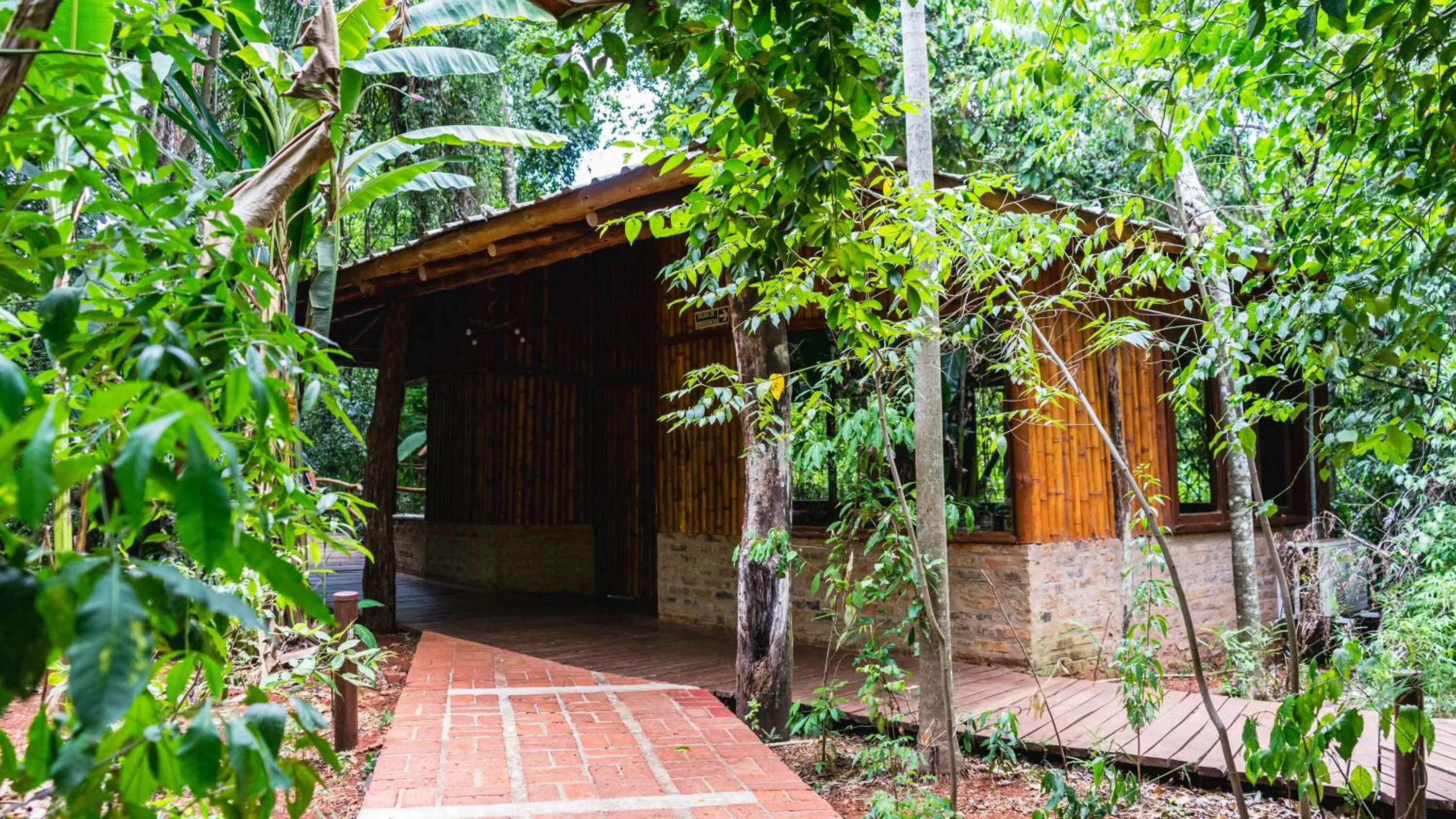 Communal lounge/ TV room in La Aldea De La Selva Lodge