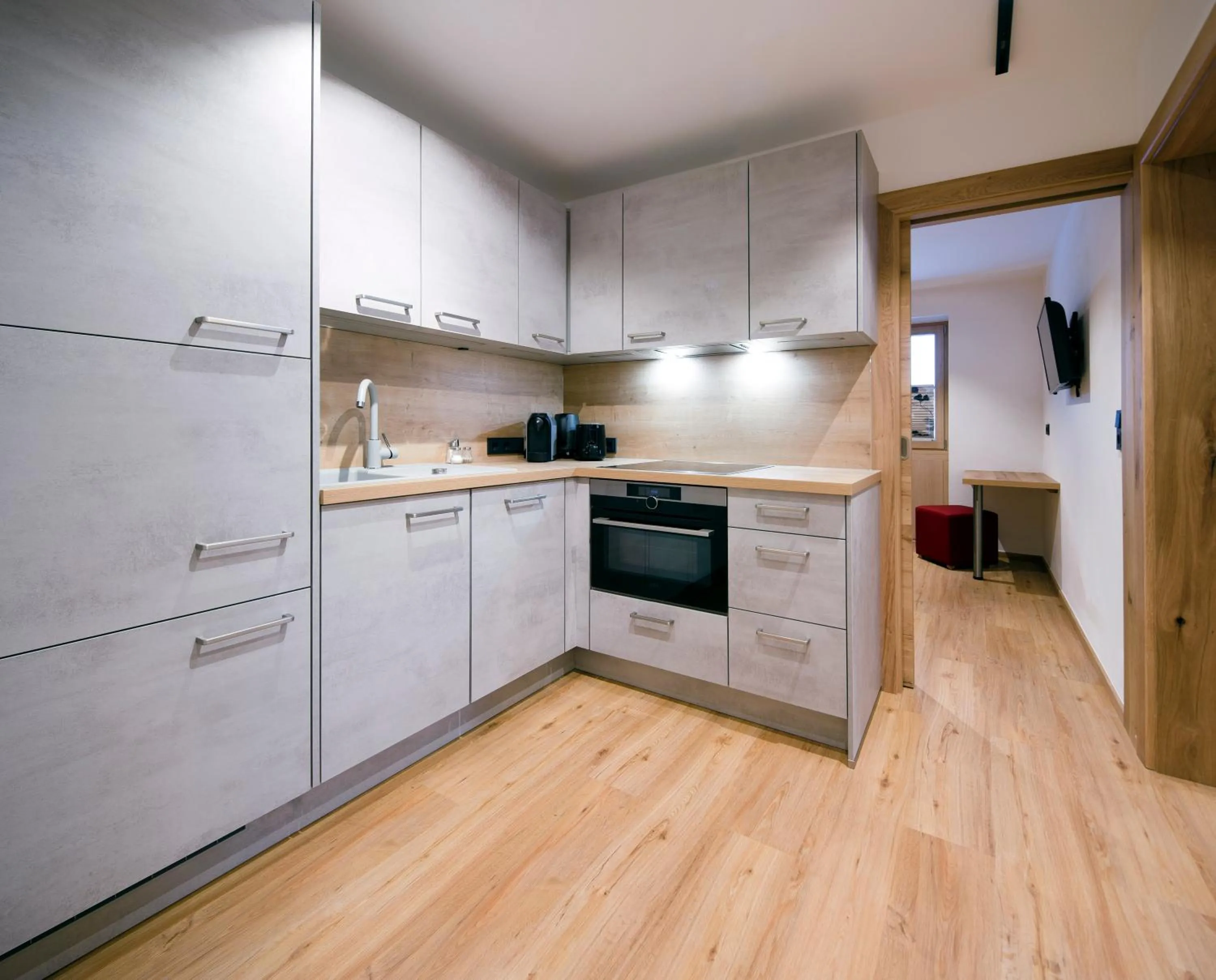 Kitchen or kitchenette in Hotel Gasthof Obermair