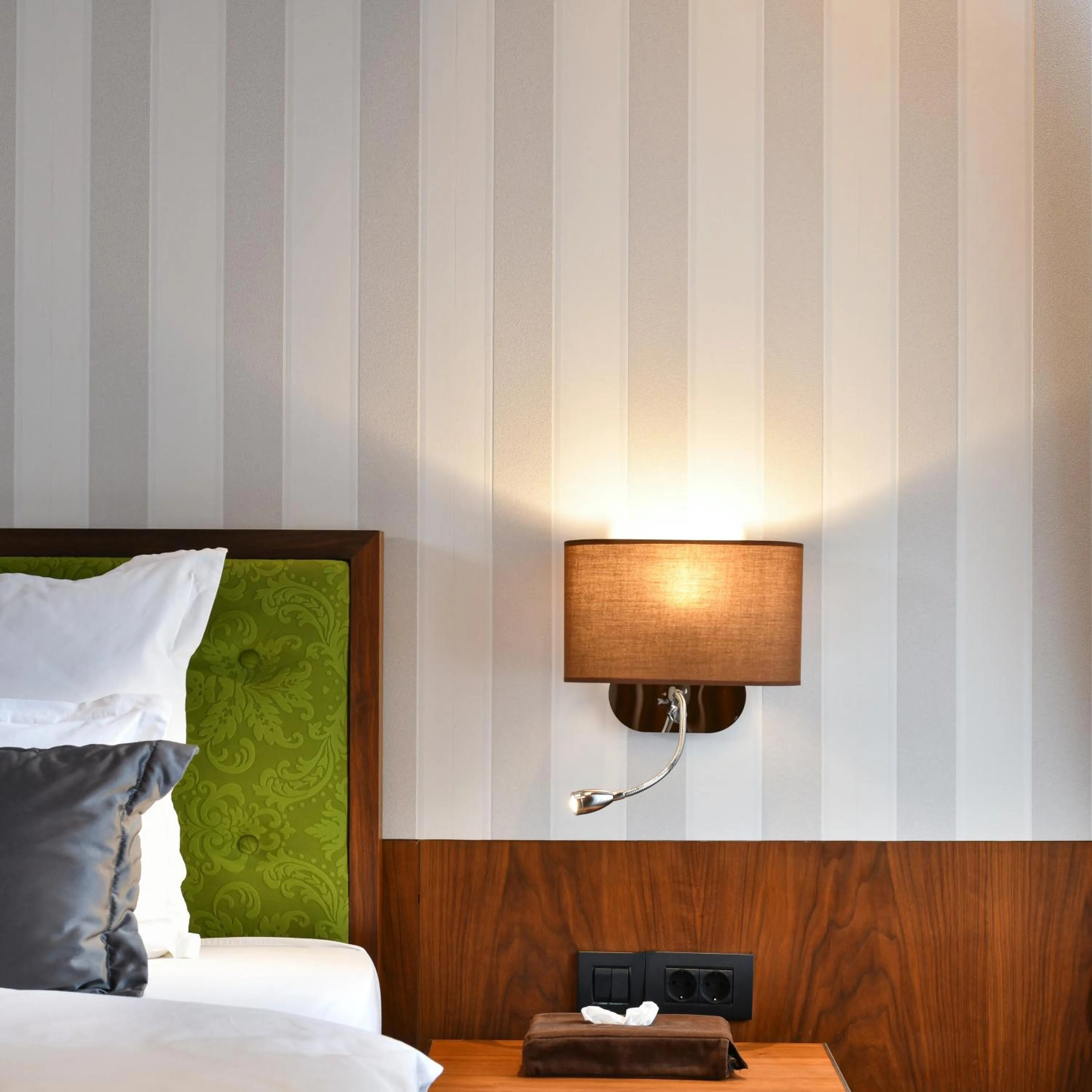 Decorative detail, Bed in Heritage Hotel Krone