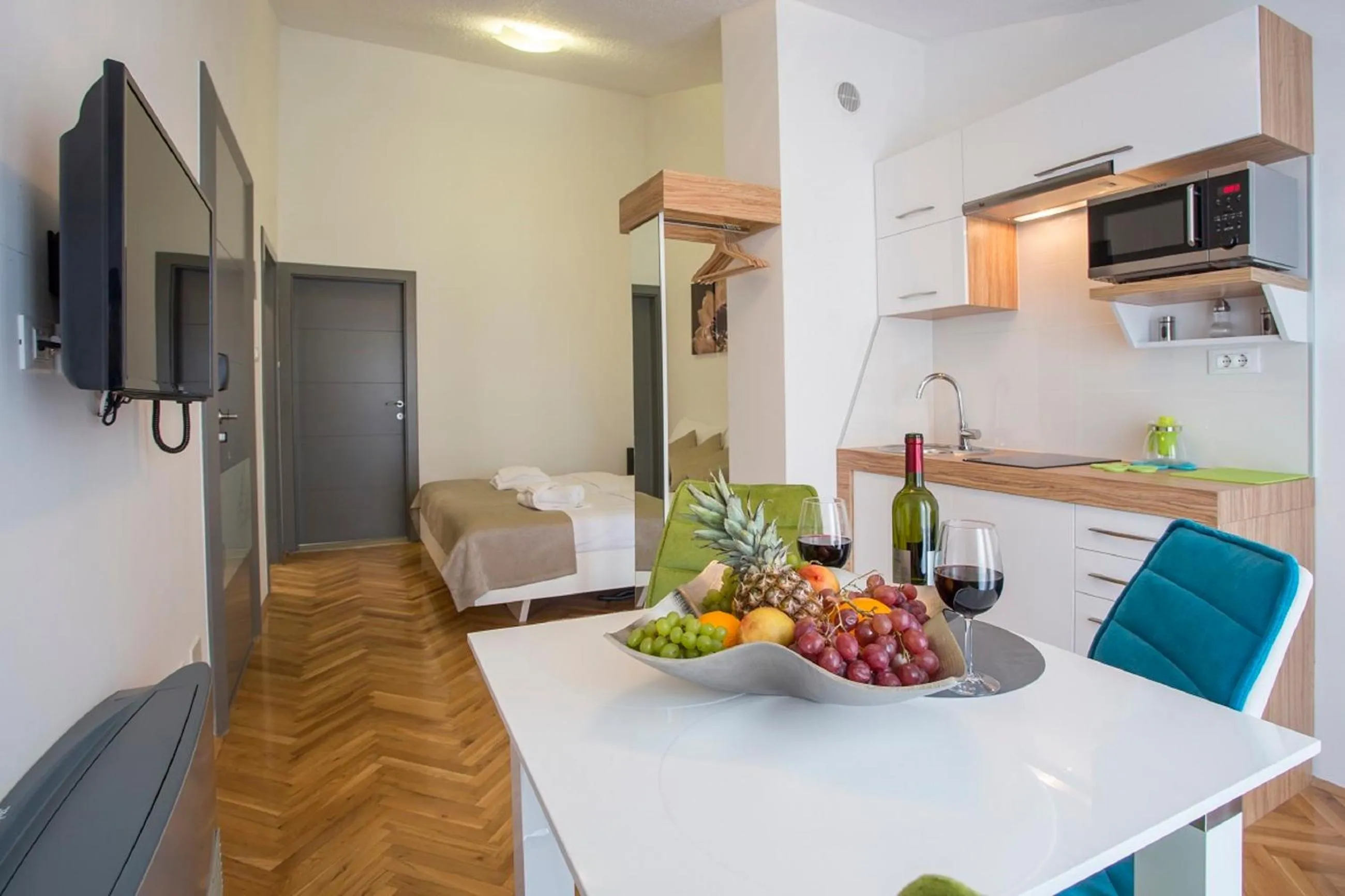 Kitchen or kitchenette in Adrion Aparthotel