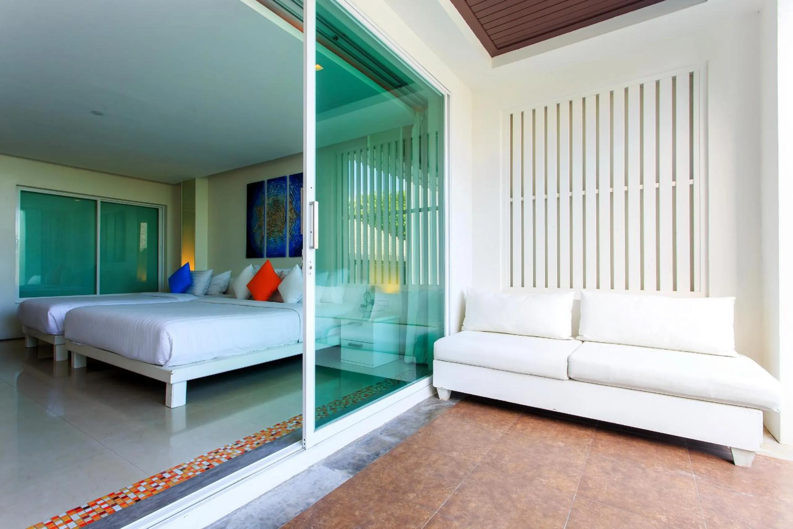 Balcony/Terrace, Bed in Samui Resotel Beach Resort