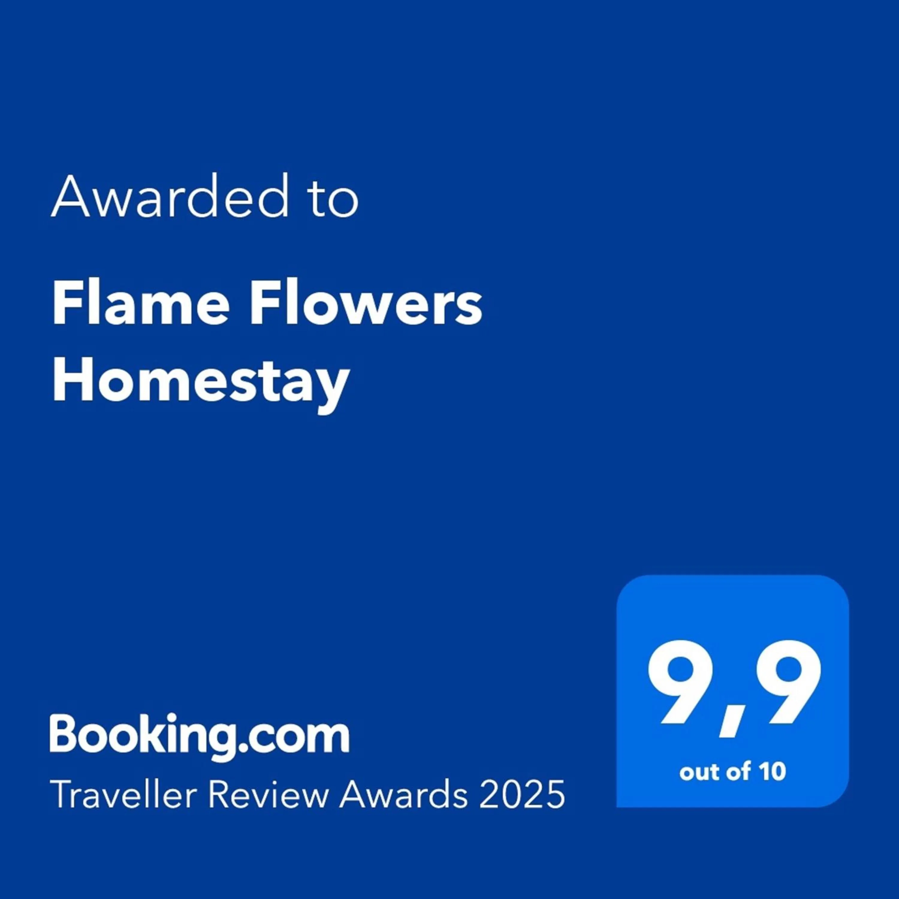 Certificate/Award in Flame Flowers Homestay