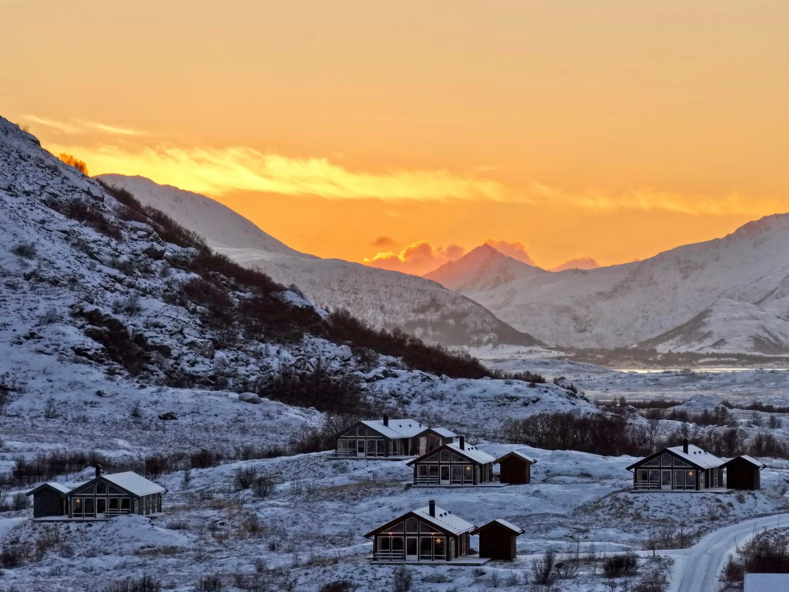 Bird's eye view in Lofoten Links Lodges