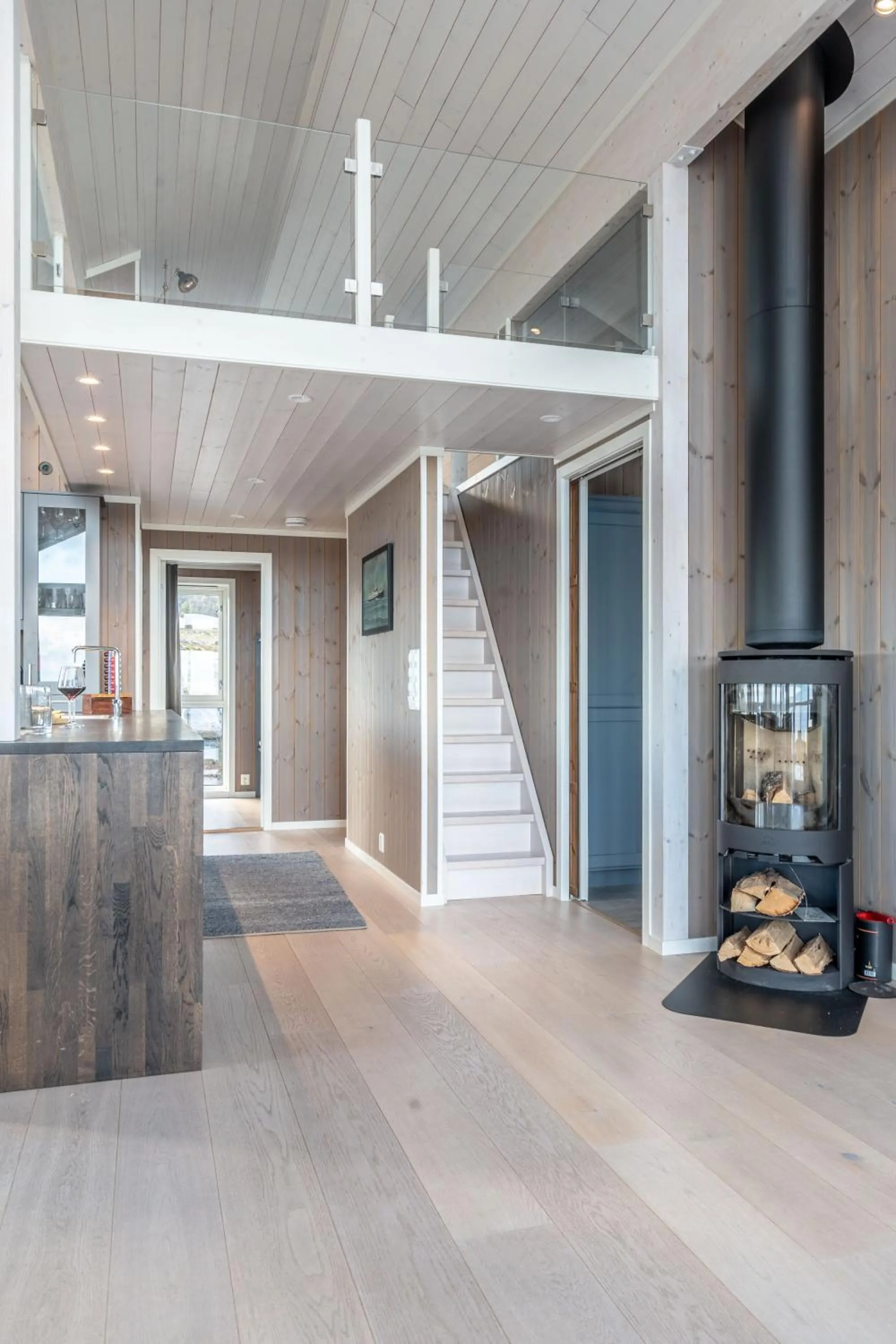 fireplace in Lofoten Links Lodges