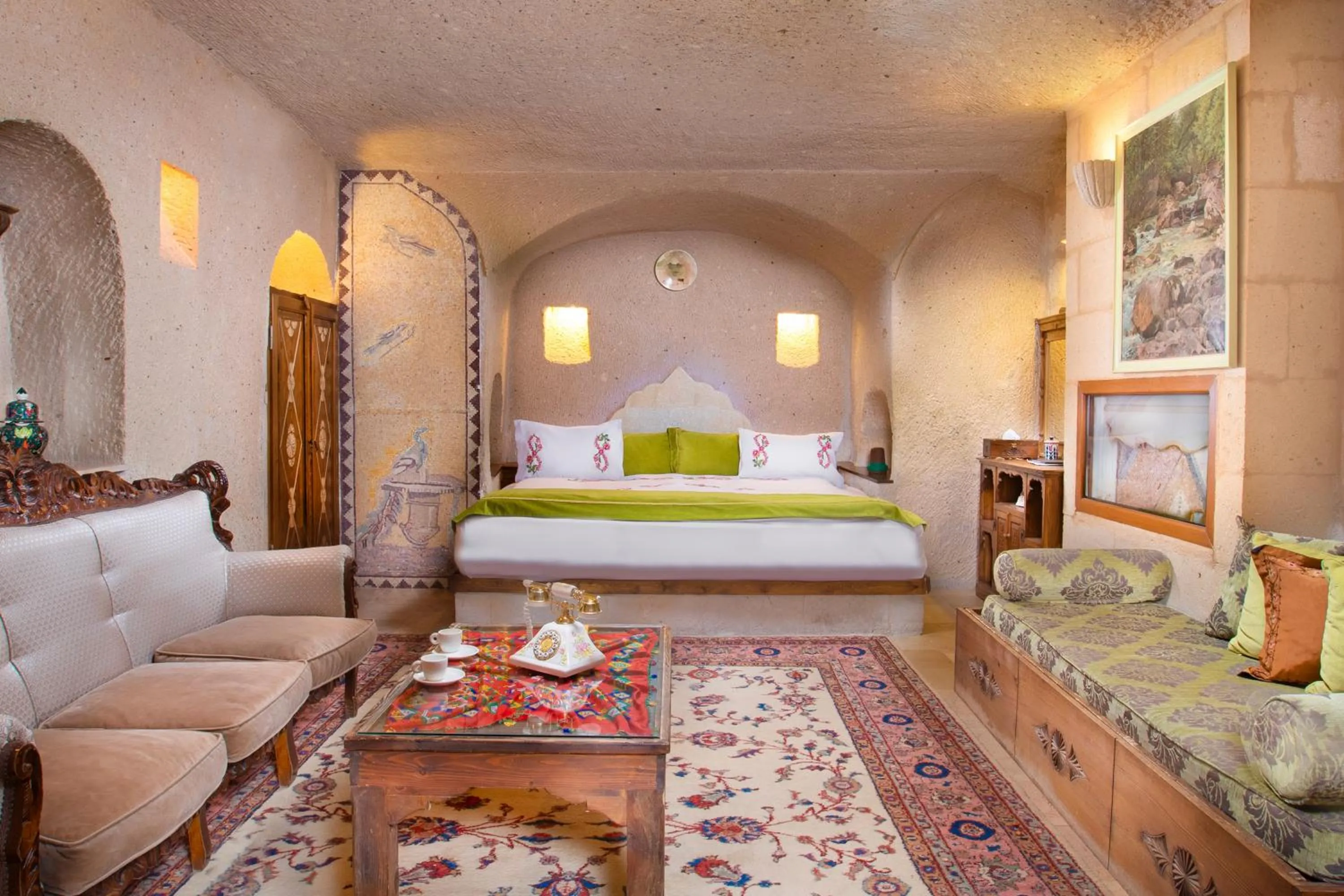Garden view, Bed in Cappadocia Gamirasu Cave Hotel
