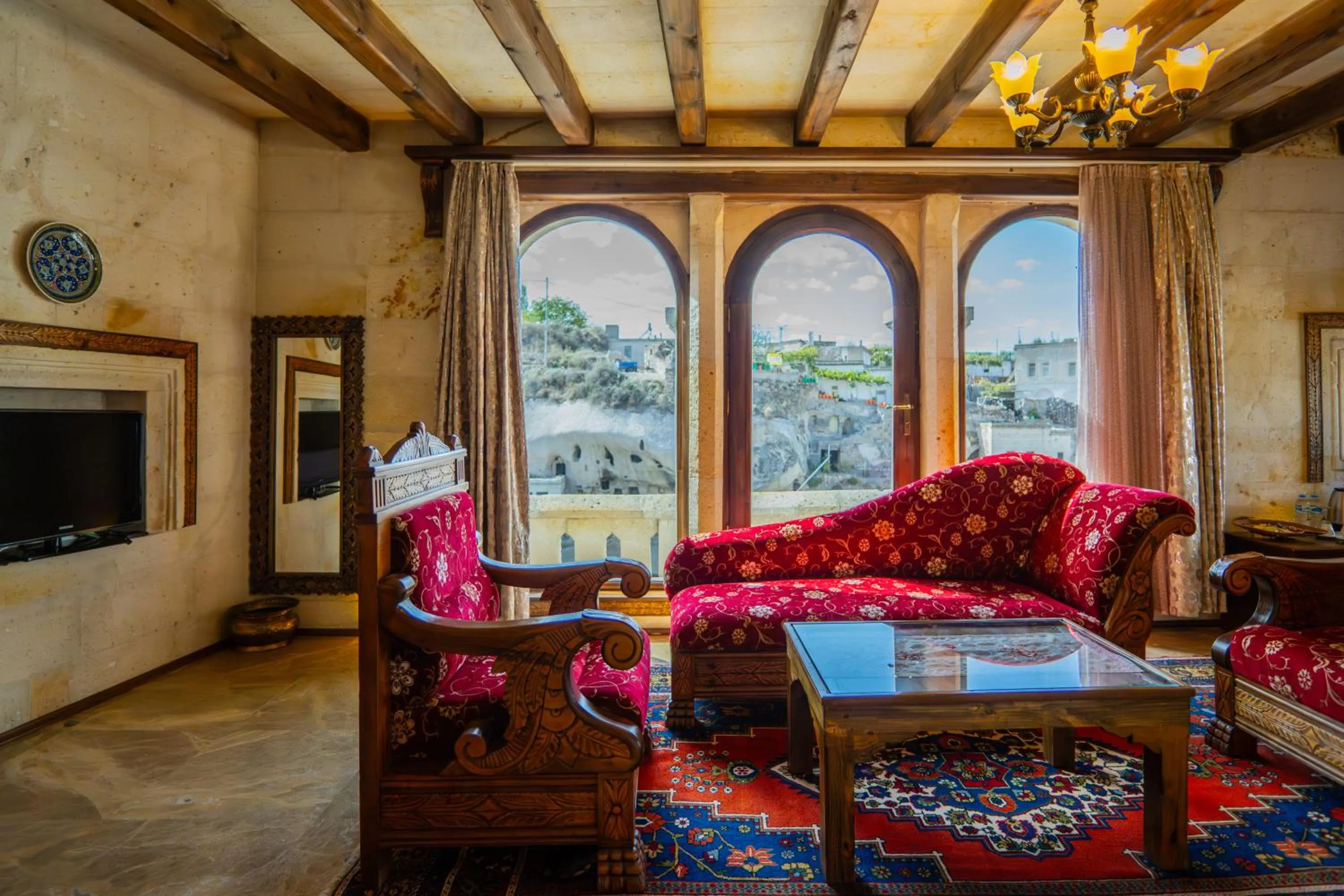 Living room in Cappadocia Gamirasu Cave Hotel
