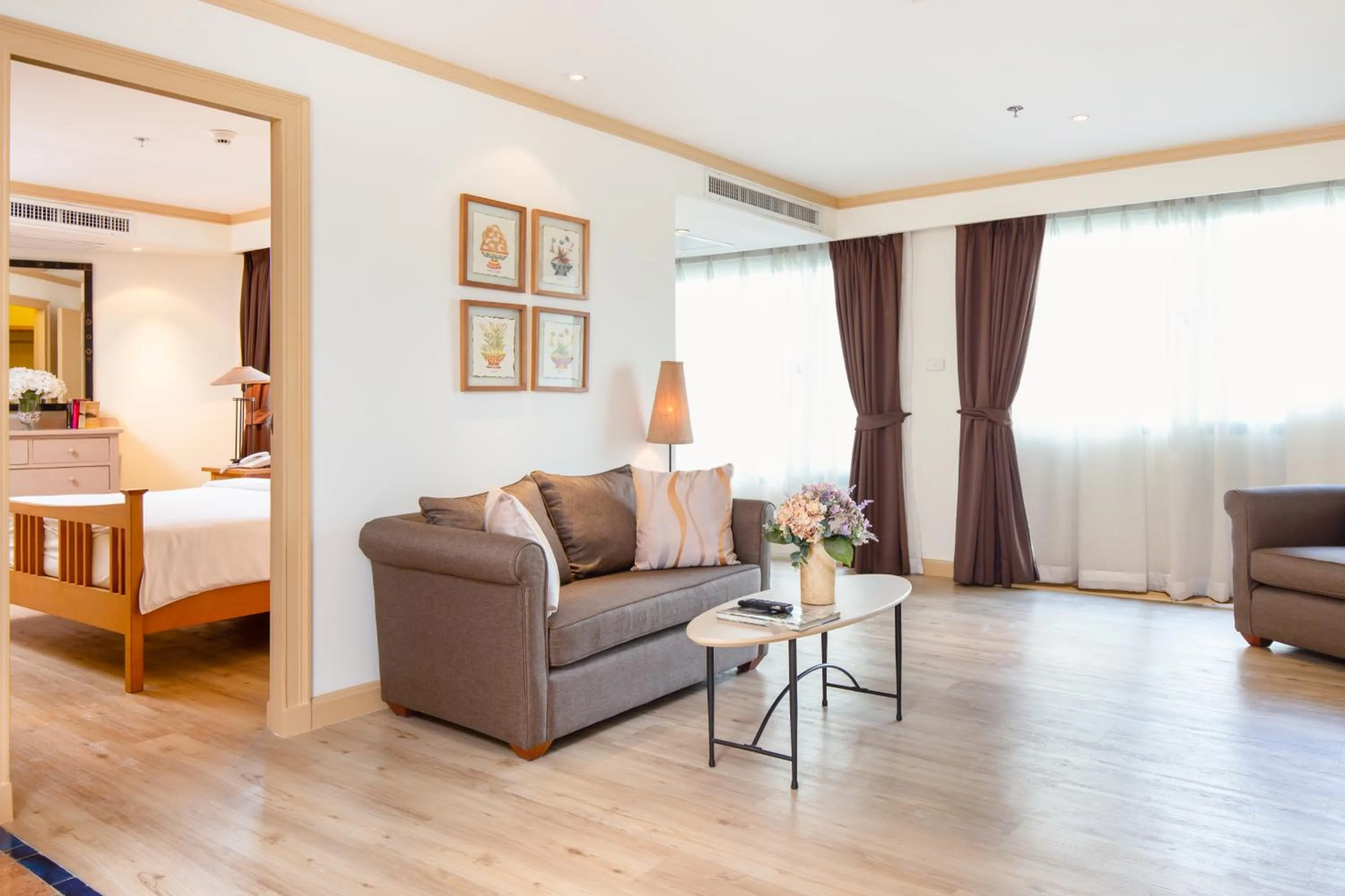 Living room, Bed in Riverfront Bangkok