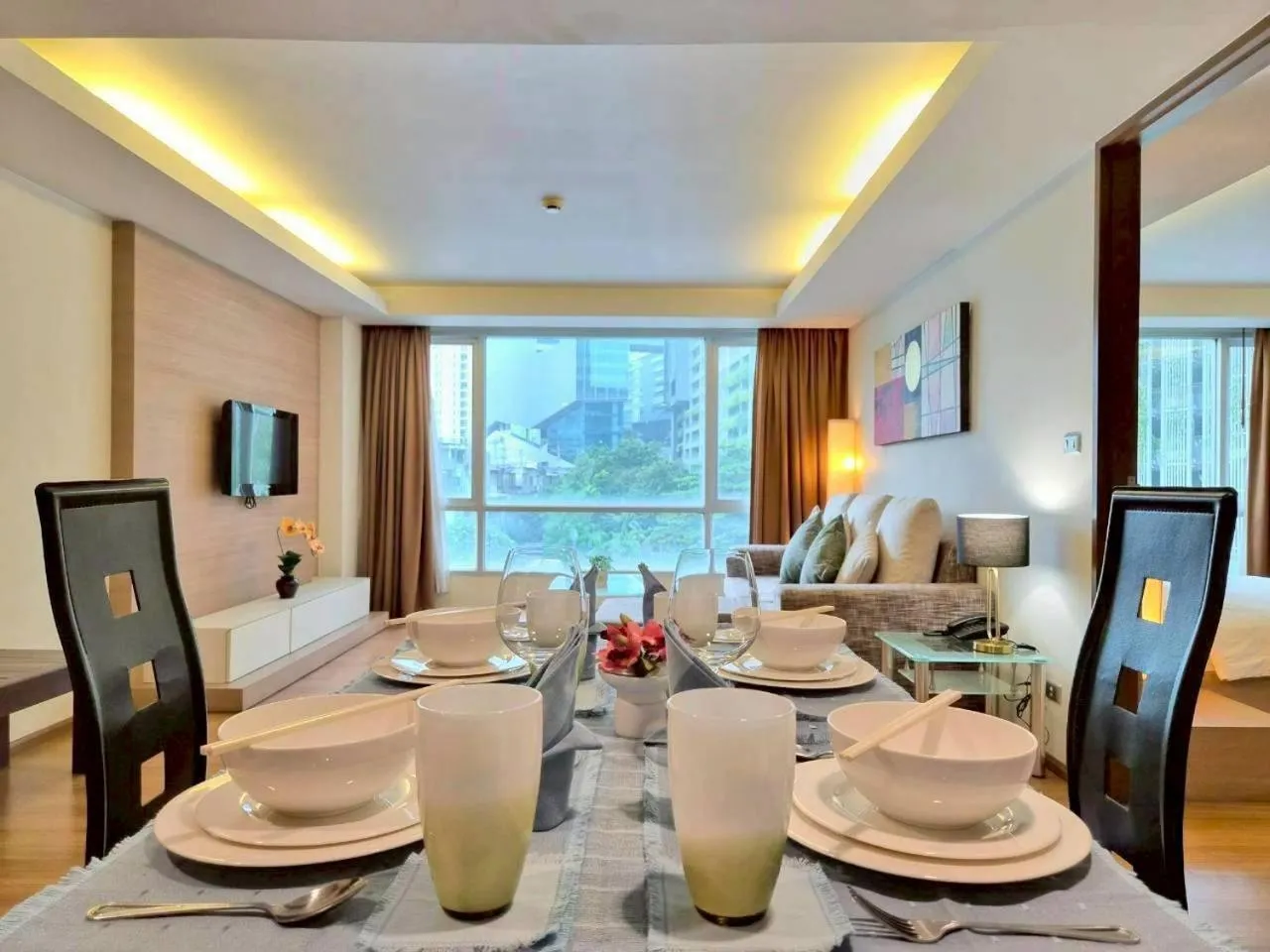 Living room in Olive Hotel & Residence Bangkok Sukhumvit 101 near True Digital Park