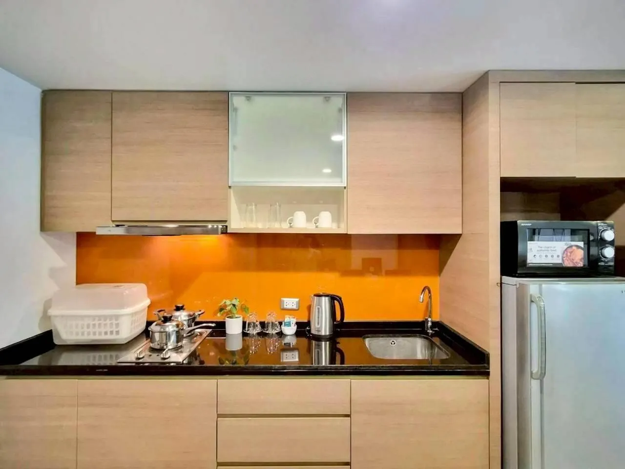 Kitchen or kitchenette in Olive Hotel & Residence Bangkok Sukhumvit 101 near True Digital Park