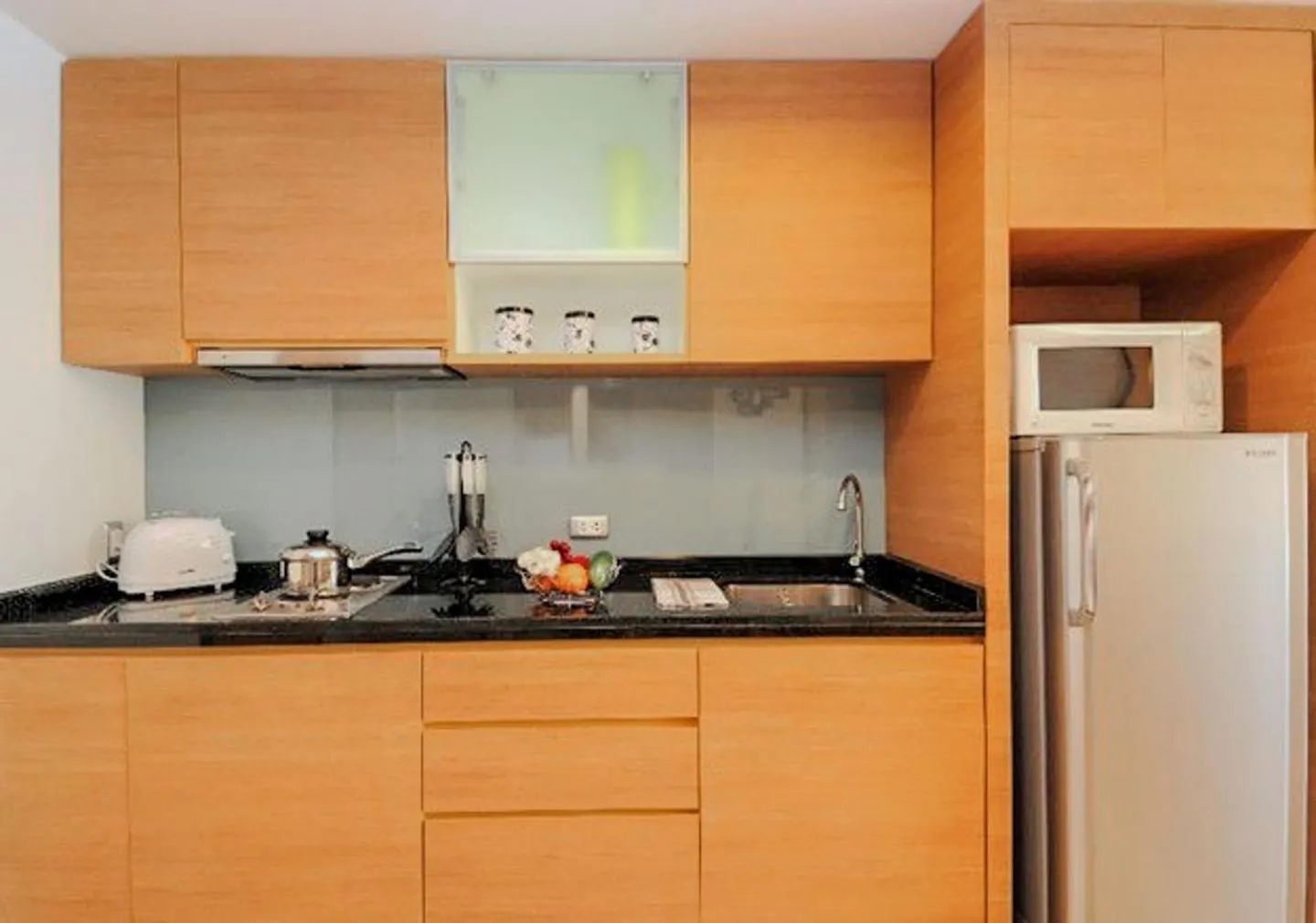 Kitchen or kitchenette in Olive Hotel & Residence Bangkok Sukhumvit 101 near True Digital Park