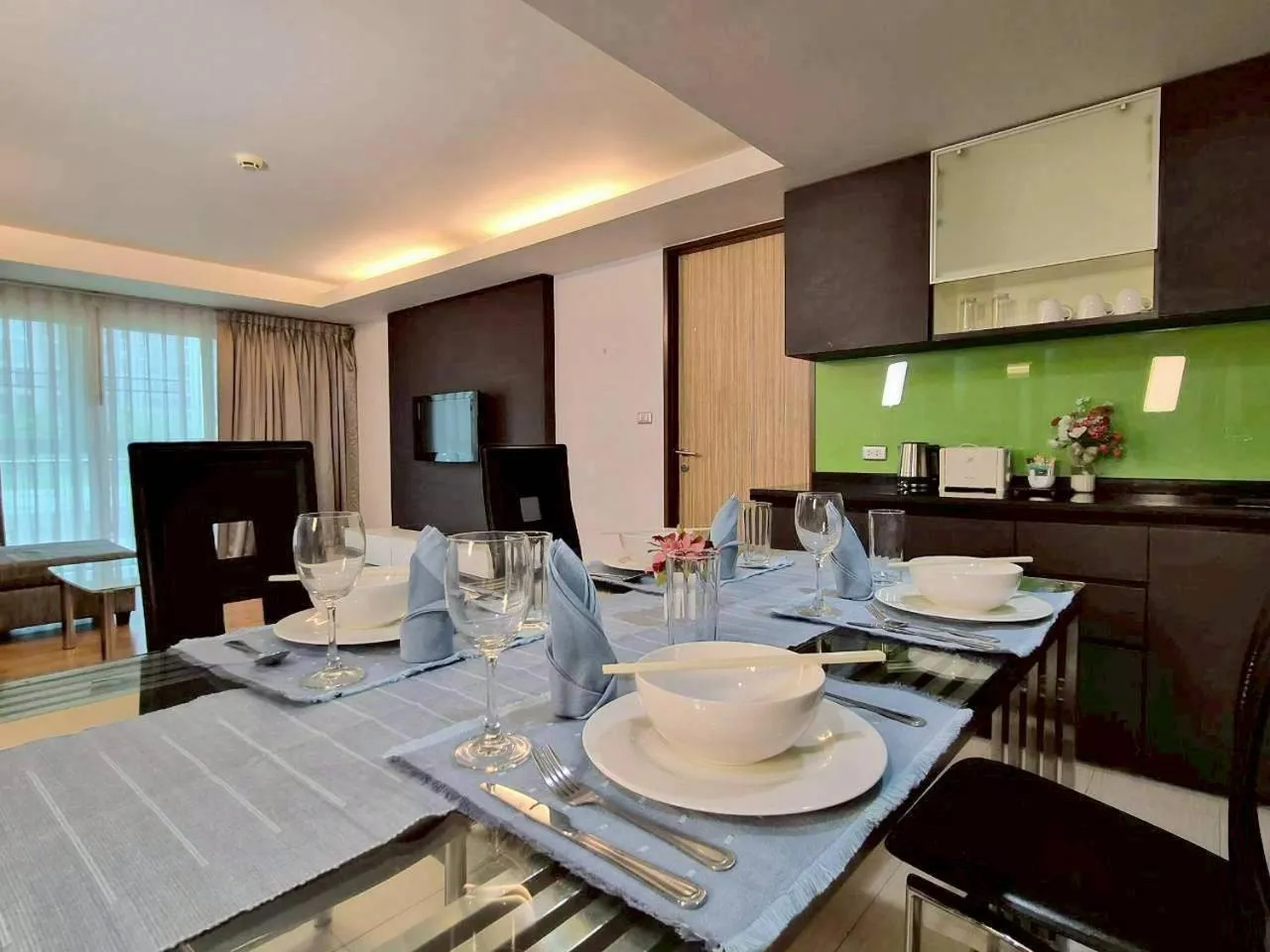 Kitchen or kitchenette in Olive Hotel & Residence Bangkok Sukhumvit 101 near True Digital Park