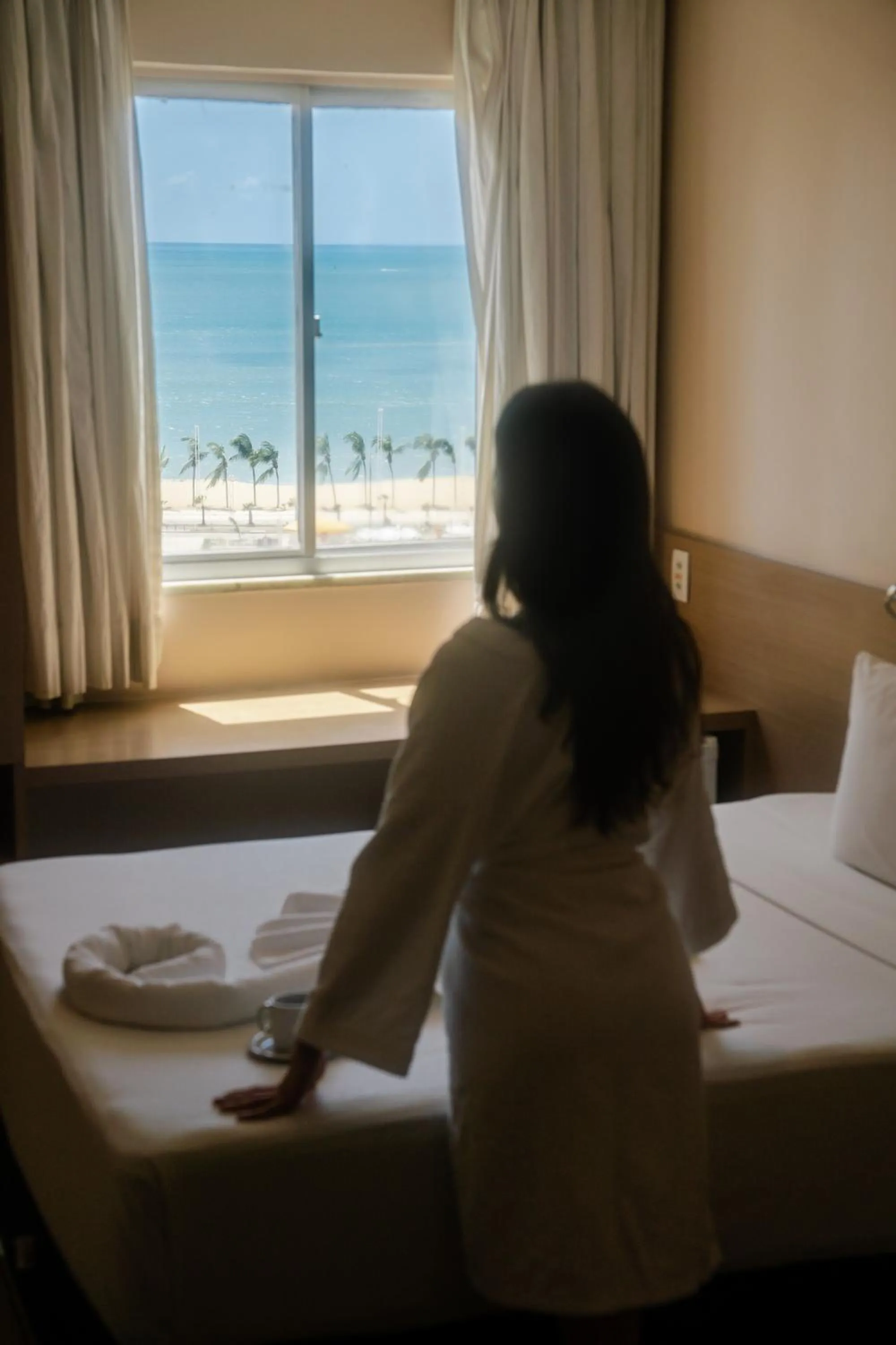 View (from property/room), Bed in Fortaleza Mar Hotel