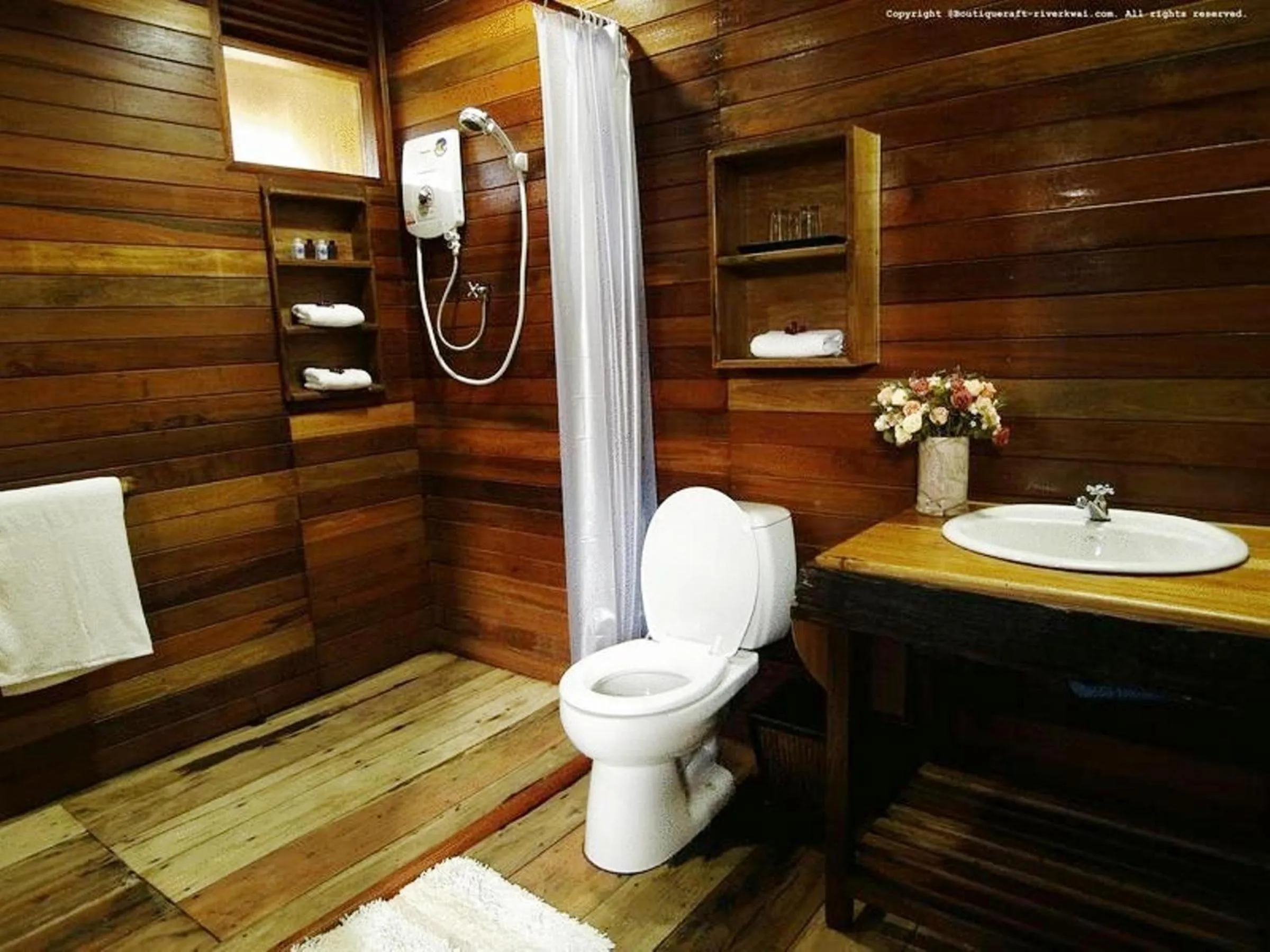 Bathroom in Boutique Raft Resort, River Kwai