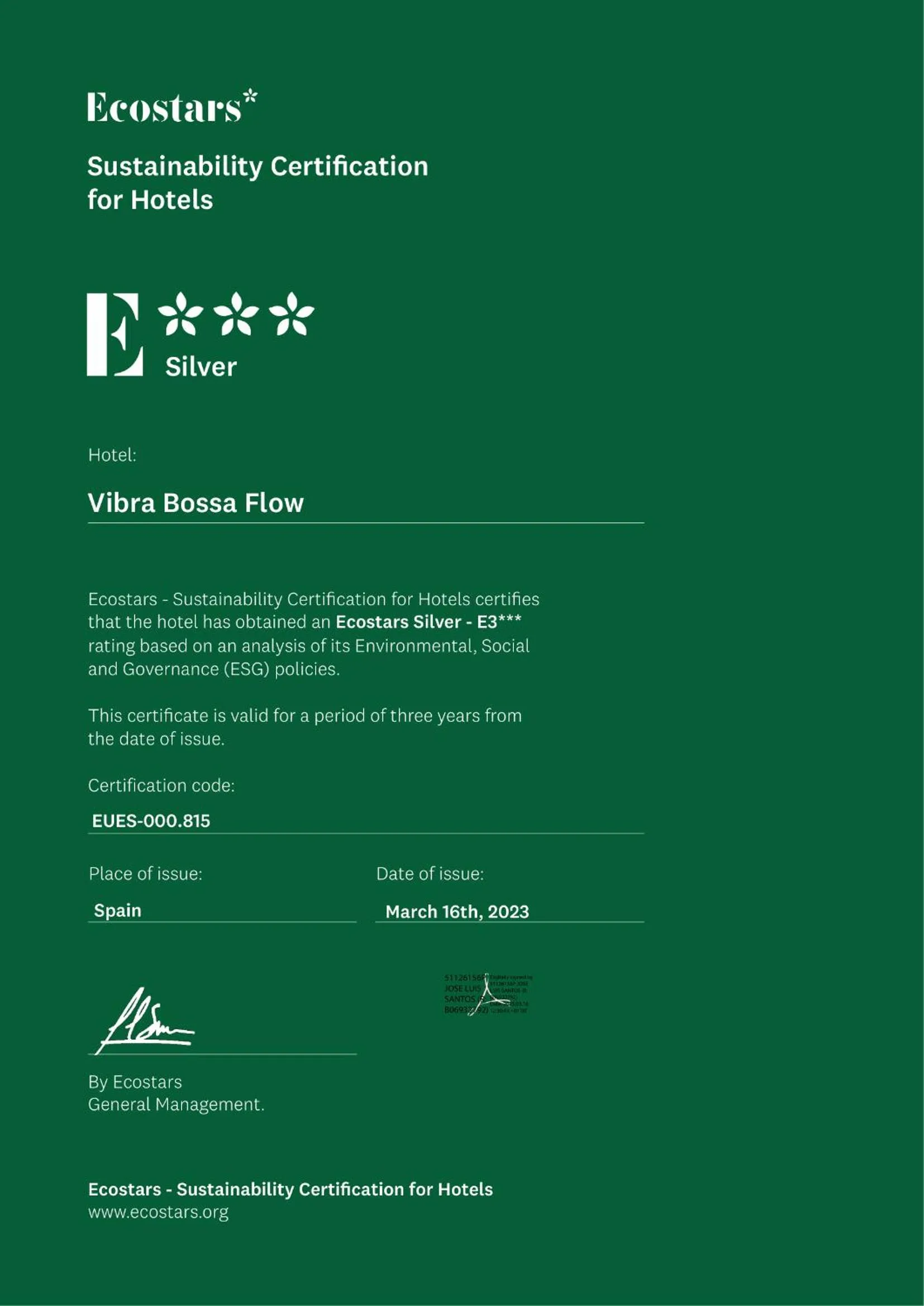 Logo/Certificate/Sign in Hotel Vibra Bossa Flow - Adults only