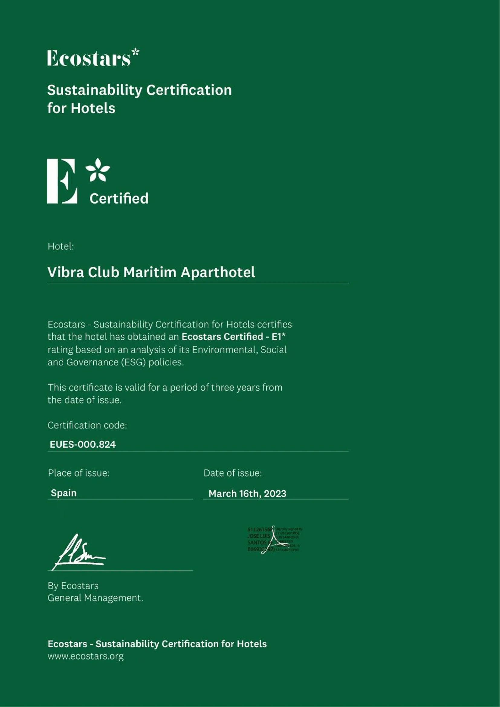 Logo/Certificate/Sign in Aparthotel Vibra Club Maritim