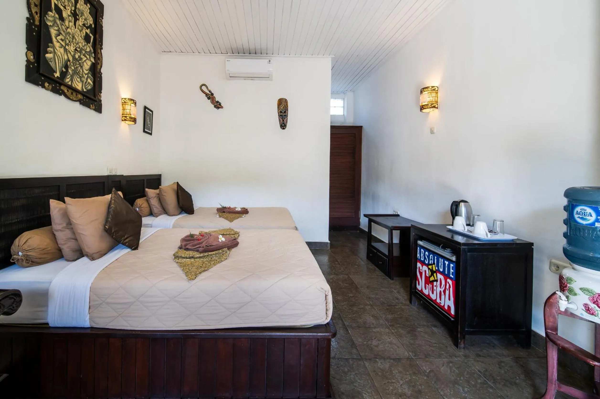 Bed in Absolute Scuba Bali Dive Resort