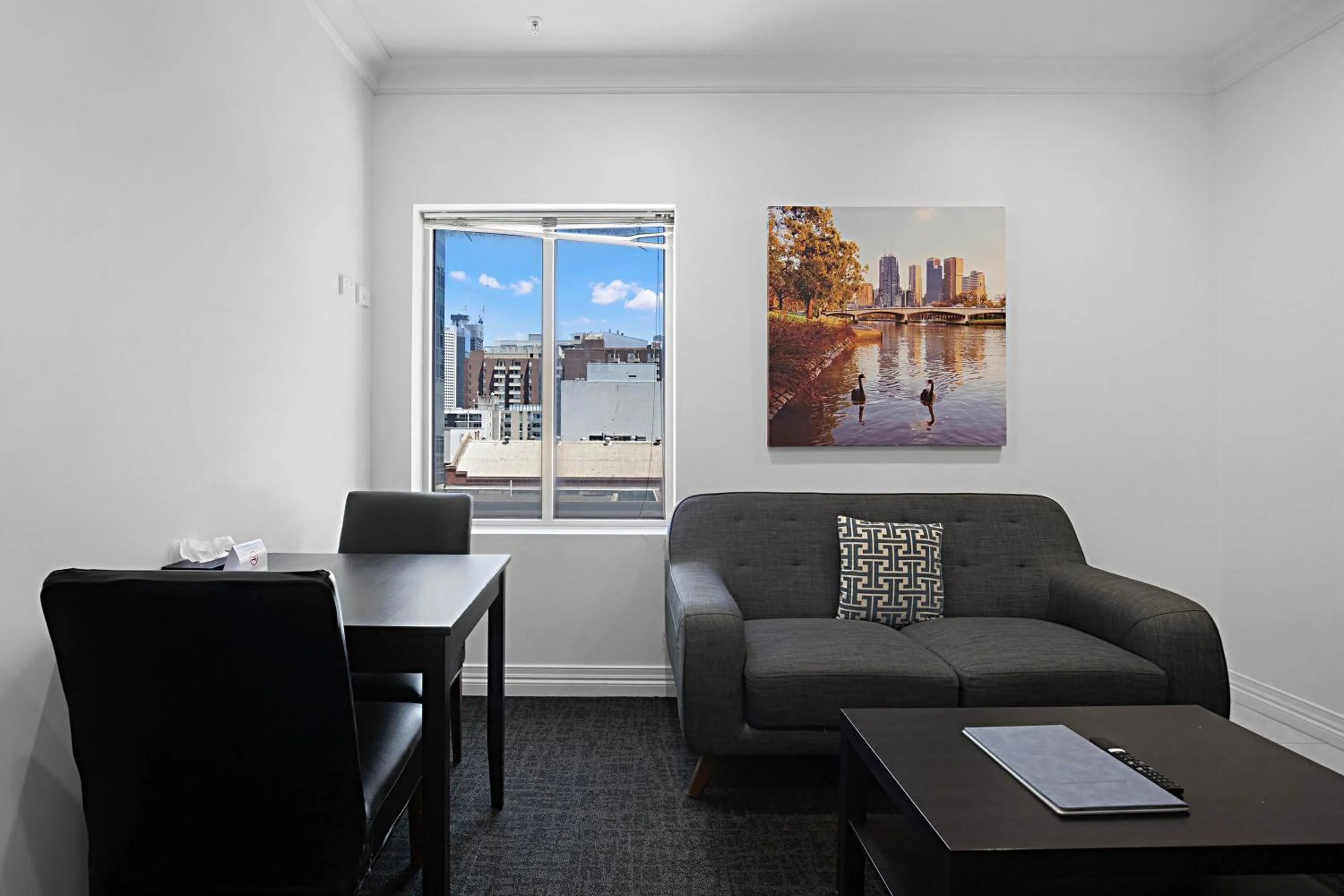 Living room in Comfort Apartments Melbourne Central